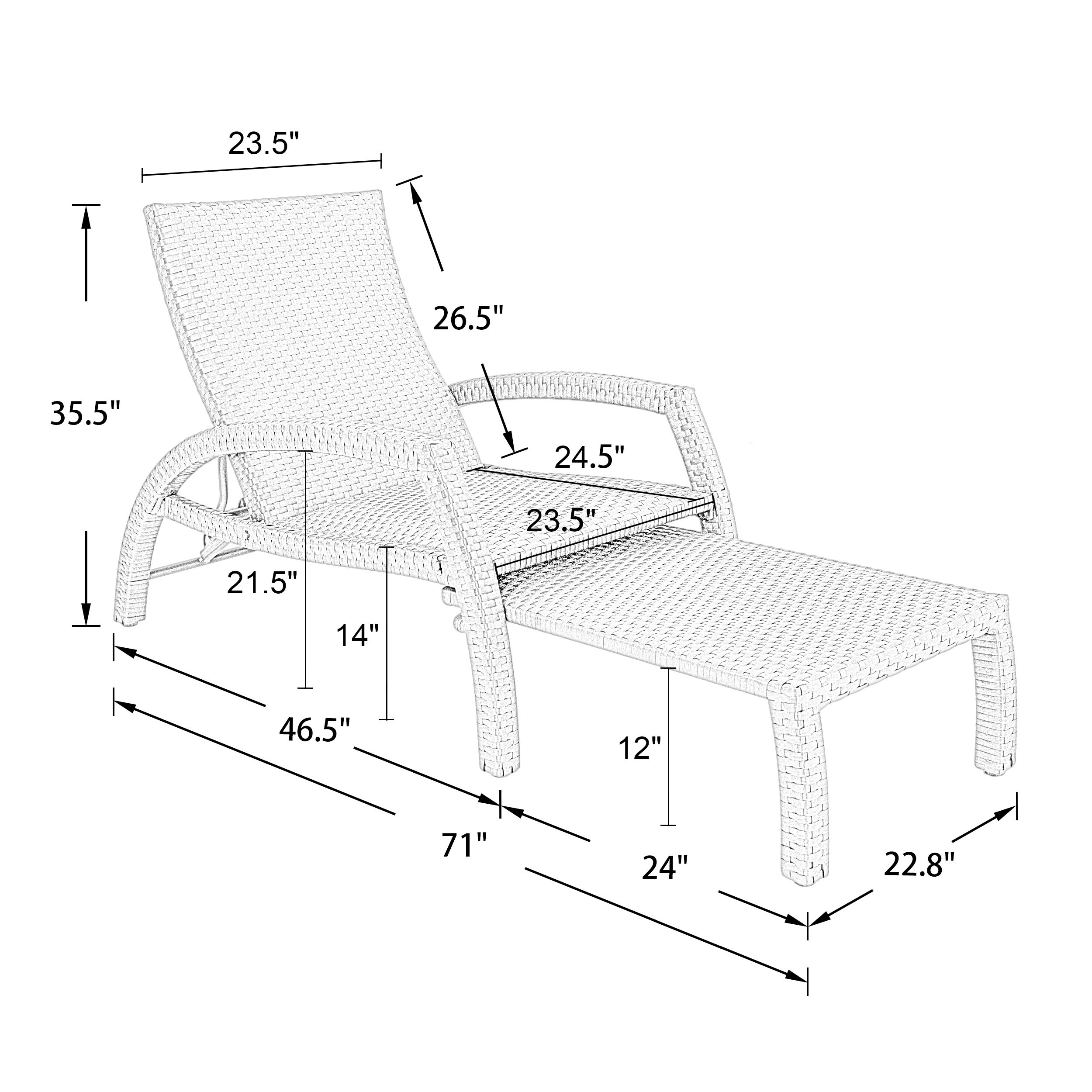 Convertible Adjustable Wicker Chaise Lounge Chair with Quick-Dry Foam - Patio, Poolside & Outdoor Relaxation - Rattan Lounger for Sunbathing & Backyard Comfort