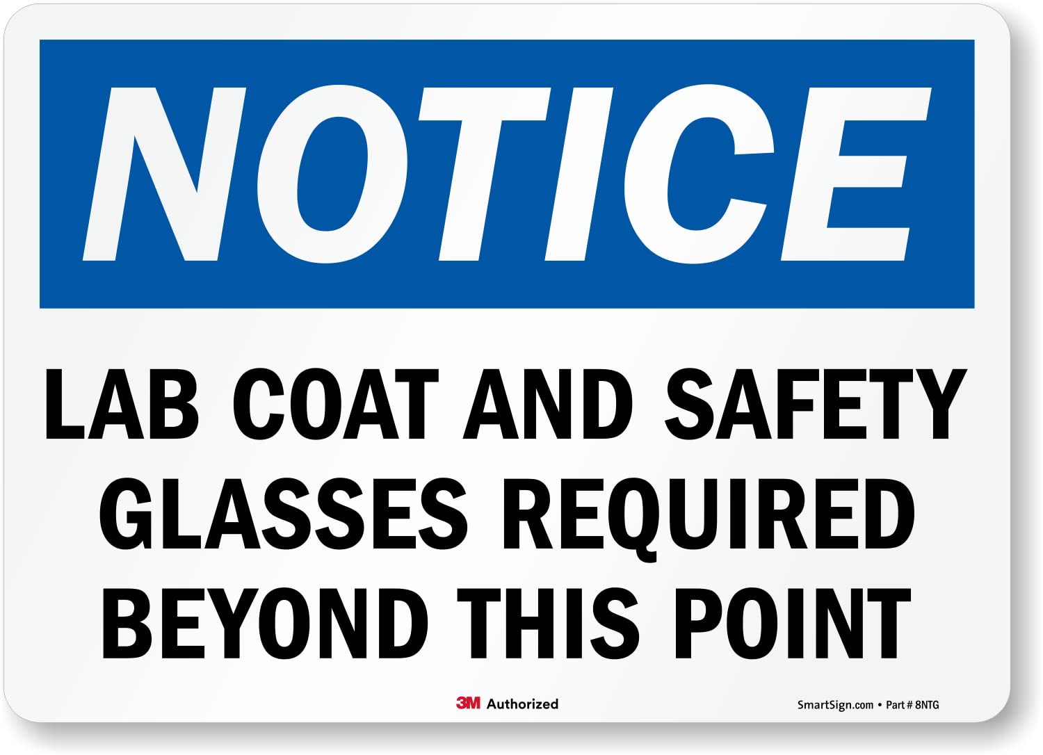 SmartSign 10 x 14 Inch OSHA Safety Sign - 'Lab Coat & Safety Glasses Required Beyond This Point' - Durable 5.5 Mil Laminated Vinyl with 3M Reflective Material - Blue, Black & White - Perfect for Laboratories, Hospitals & Industrial Workplaces - Ideal for Lab Safety, Hazard Zones & Workplace Compliance - Essential for Chemical Labs, Research Facilities & Manufacturing Plants