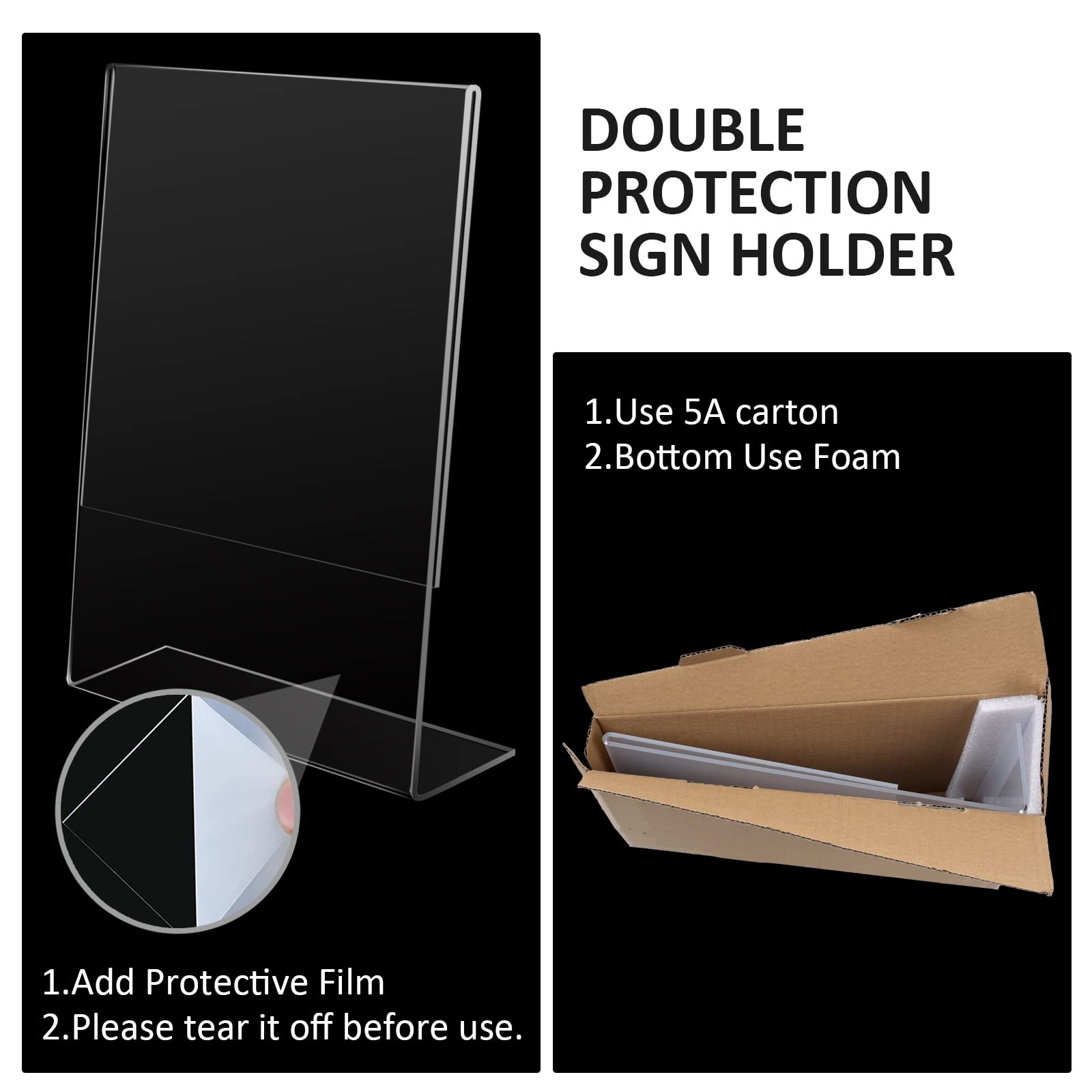 8.5 x 11 Acrylic Sign Holder - Clear Slanted Back Tabletop Display Stand for Office, Home, Restaurant - 3 Pack | Perfect for Menu Boards, Price Signs & Promotional Displays