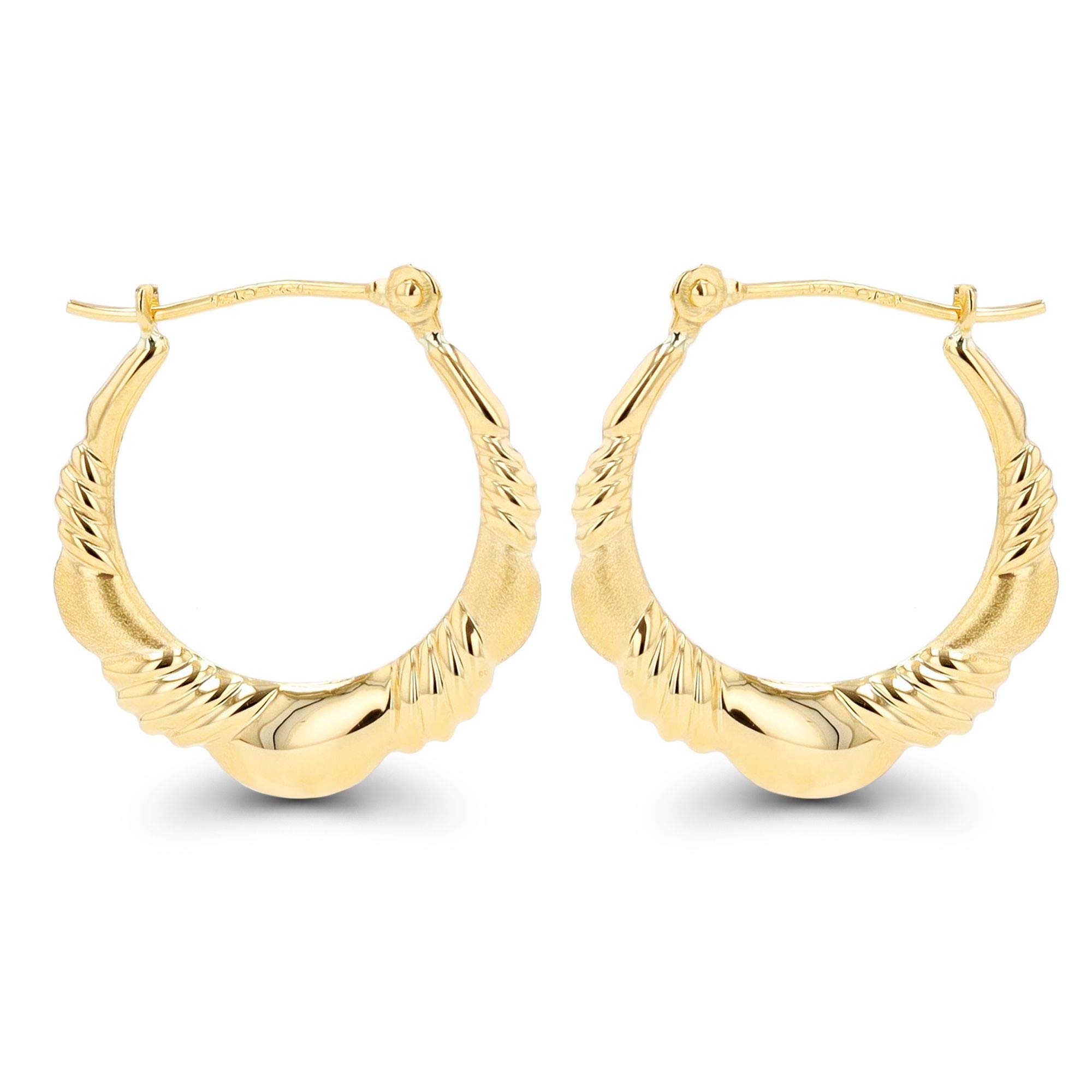 14K Solid Gold Twist Hoop Earrings for Women - Hypoallergenic Sensitive Ears - 21mm Polished & Satin Finish Hoops - Perfect for Everyday Wear, Date Night & Special Occasions