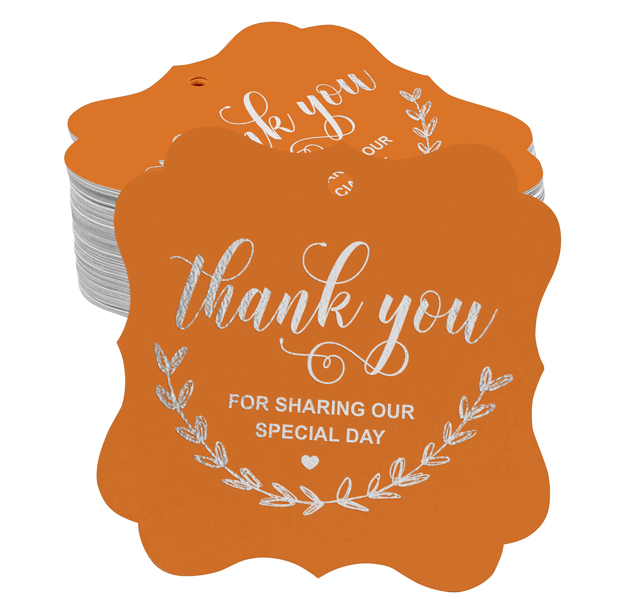 Elegant Silver Foil Bottle Tags for Bridal Showers, Baby Showers, Weddings & Birthdays - Pack of 100 | Thank You Gift Tags for Special Occasions - Perfect for Wine Bottles, Champagne & Party Favors