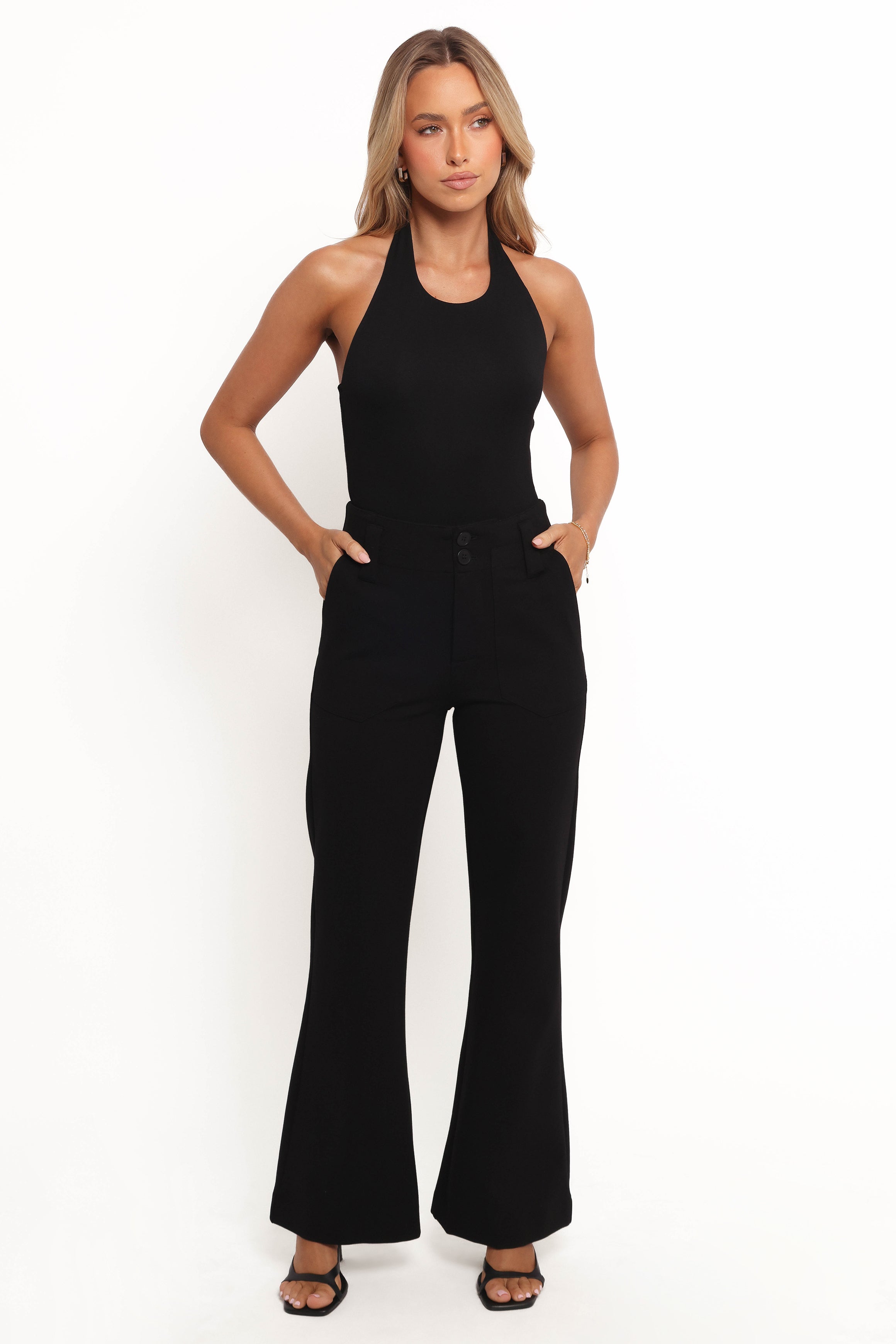 Bimmi Flare Pants for Women - High Waisted Stretchy Bootcut Jeans in Black | Casual & Office Wear | Perfect for Work, Dates & Night Out
