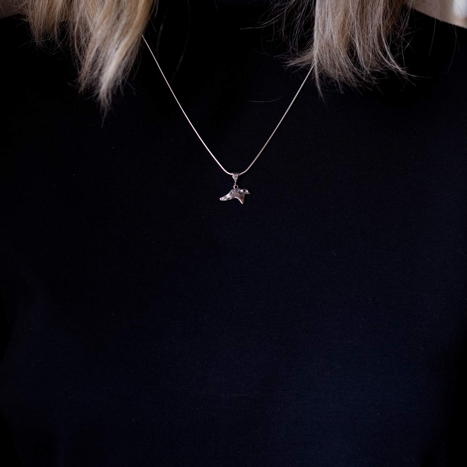 Handmade Sterling Silver Greyhound Pendant Necklace - USA Crafted Dog Lover Gift for Women - Perfect for Pet Memorials, Birthday Presents & Animal Jewelry Collections