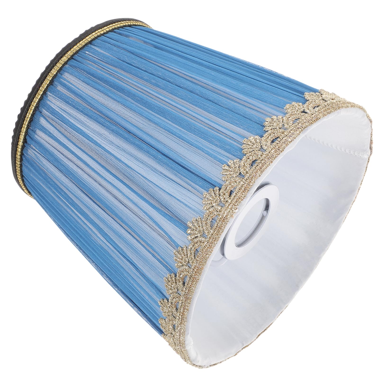 Uonlytech Dark Blue Faux Silk Pleated Lamp Shade - 5.5x4.32x5.89in Bouffant Cloth Lampshade for E14 Table Lamp & Floor Light - Perfect for Living Room, Bedroom & Office Decor