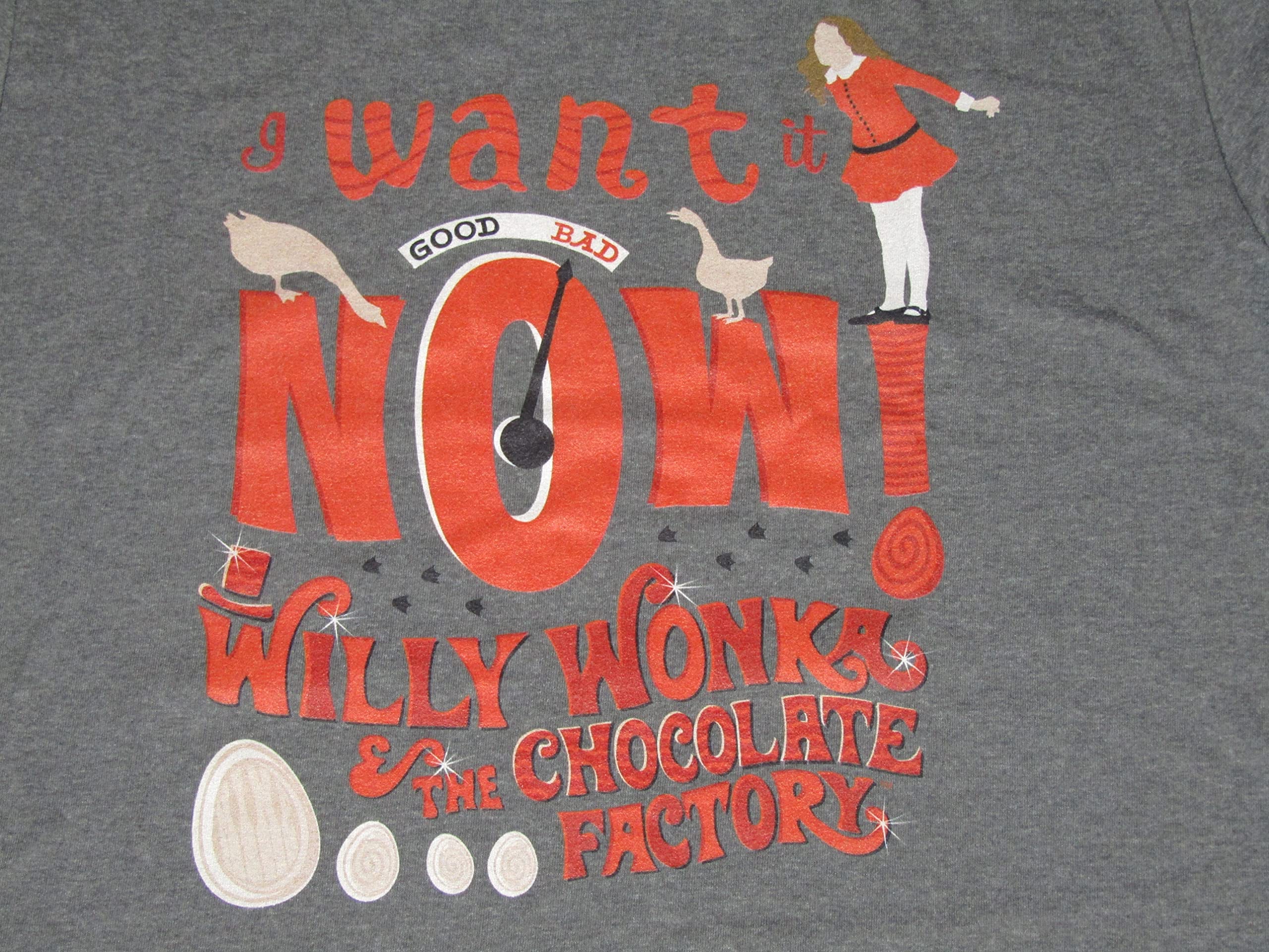 Willy Wonka & The Chocolate Factory 'I Want It Now' Men's Graphic T-Shirt - Charcoal Gray Cotton Tee for Movie Fans & Casual Wear