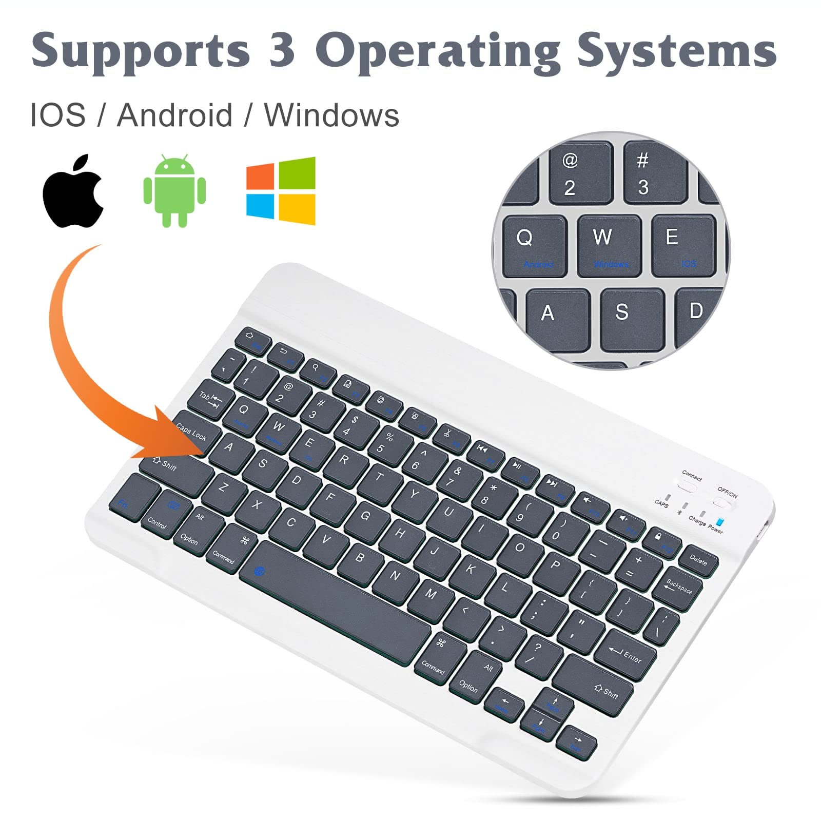 Rechargeable Bluetooth Keyboard and Mouse Combo - Ultra Slim Wireless Keyboard with Ergonomic Mouse for Mac, iPad, Tablet, PC, Smartphone - Compatible with Snapdragon Insiders & Bluetooth Devices (Shadow Grey/Black) - Perfect for Office Work, Home Use, and Travel