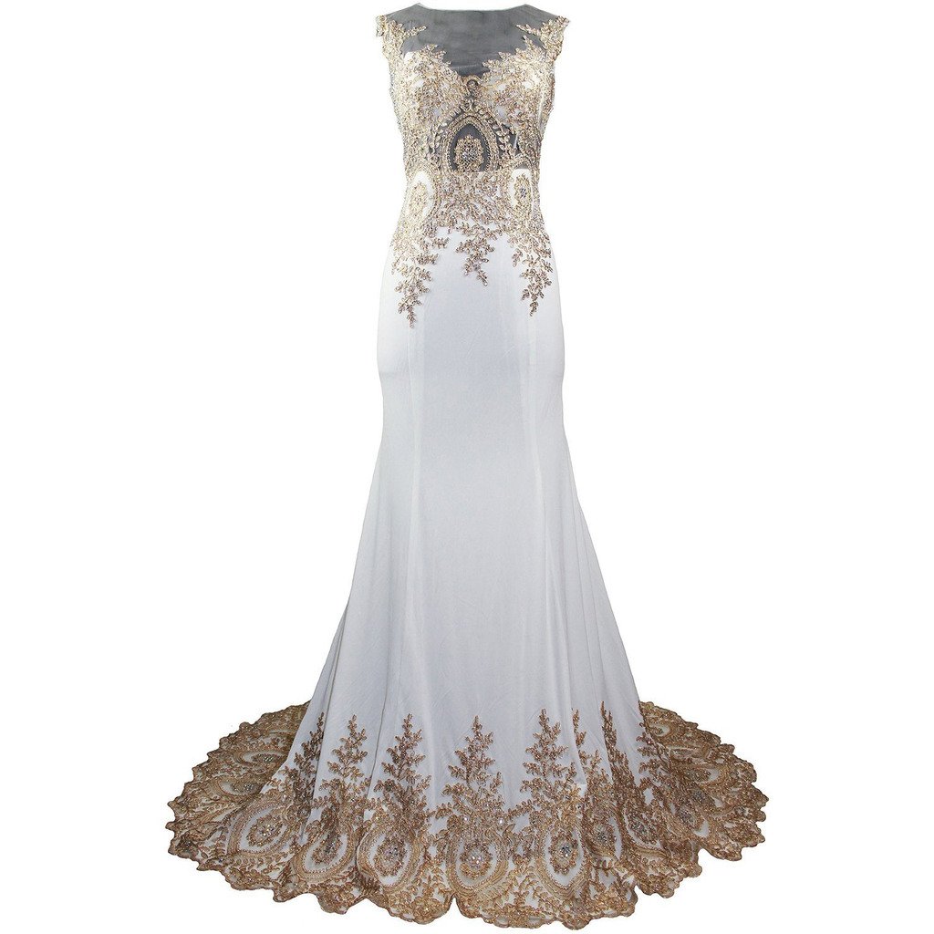Lemai Elegant Spandex Mermaid Evening Dress with Sheer Gold Crystals & Lace - Perfect for Prom, Gala, and Formal Occasions