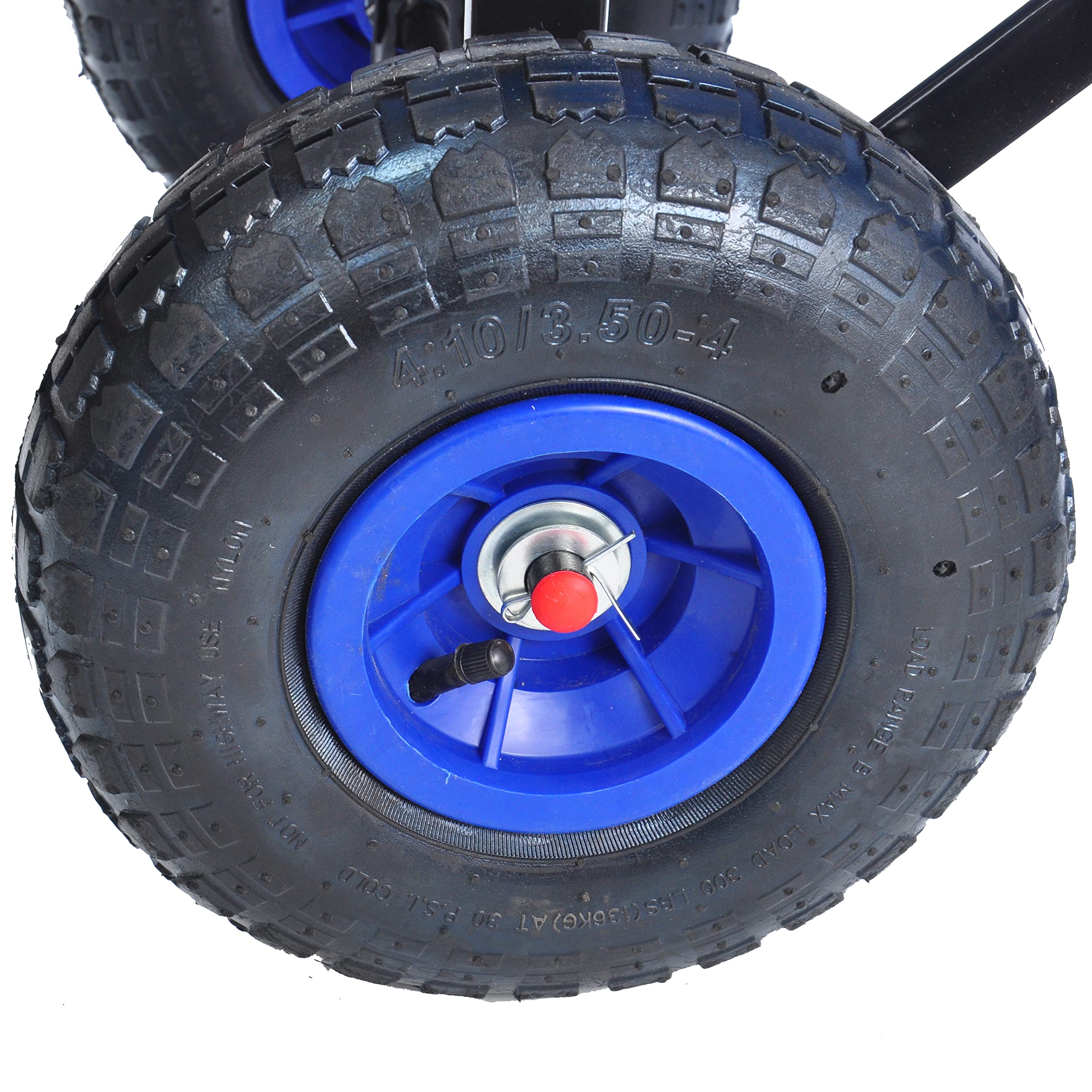ZeHuoGe Heavy Duty All Terrain Utility Wagon with Removable Wooden Side Panels - Large Capacity Outdoor Pull Cart with Air Tires for Camping, Beach, Gardening, and Sports (Blue)