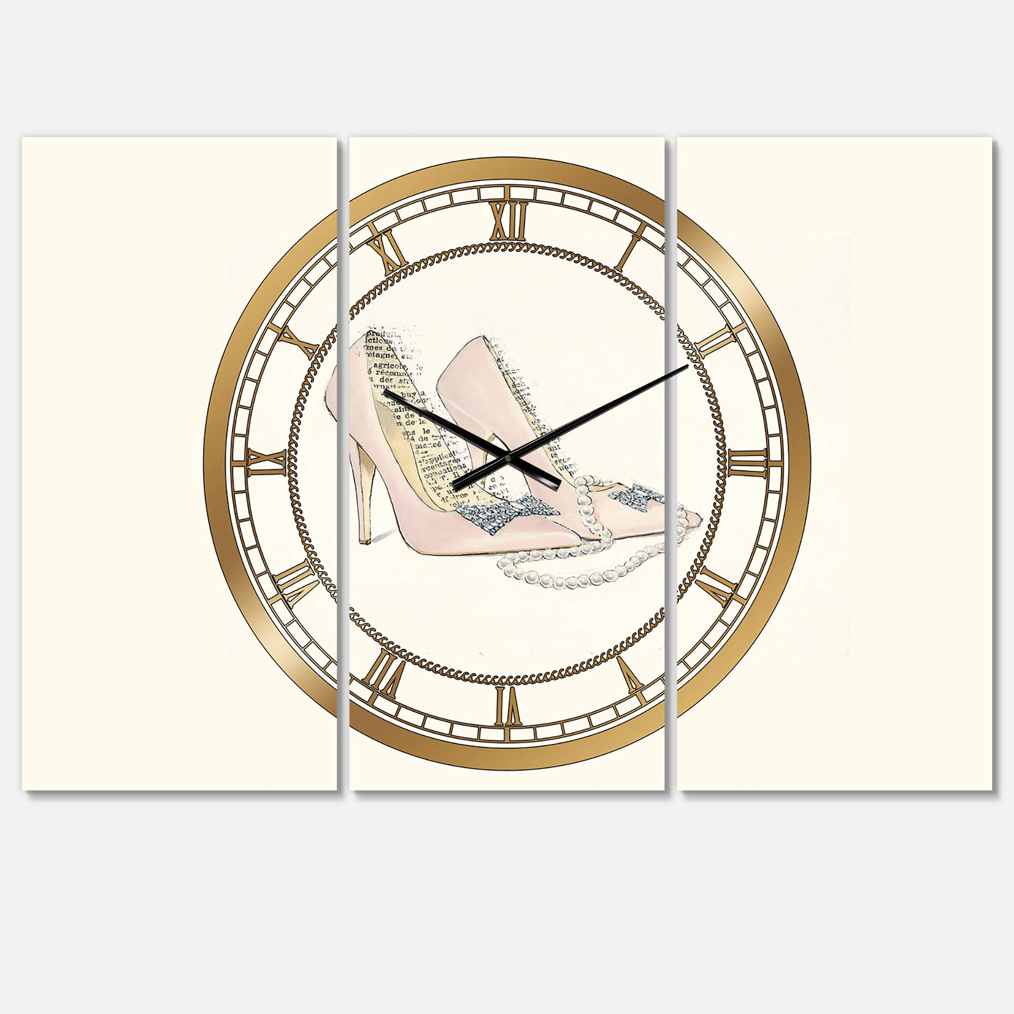 Designart 'Glamorous Black Diamond Stiletto II' Wall Clock - Elegant Traditional Timepiece for Living Room, Bedroom & Office Decor