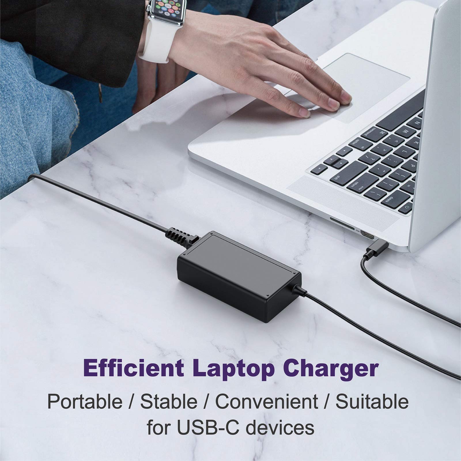65W USB C Laptop Charger - Fast Charging Power Adapter for Lenovo Thinkpad X1 Carbon/T480s/T490, LG Gram 14/15/16/17, Dell XPS/Latitude 5420/7420/5520, HP/Samsung/Acer/Asus/Google Chromebook - Perfect for Home, Office & Travel Use