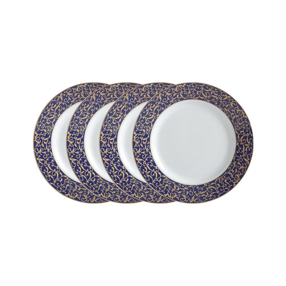 Elegant Cobalt Blue Parchment Salad Plates - Set of 4 for Dinner Parties, Wedding Receptions & Fine Dining