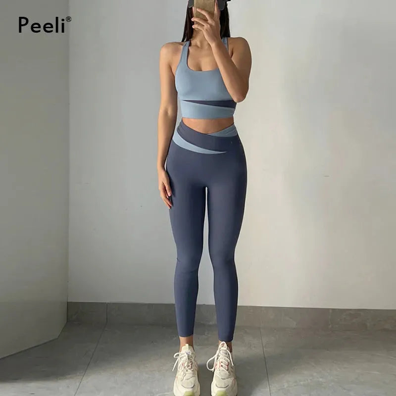 Women's Yoga Set - Sexy Sports Bra & High Waist Leggings 2-Piece Workout Outfit | Gym Clothes for Yoga, Pilates & Fitness Training | Breathable Athletic Sportswear for Women