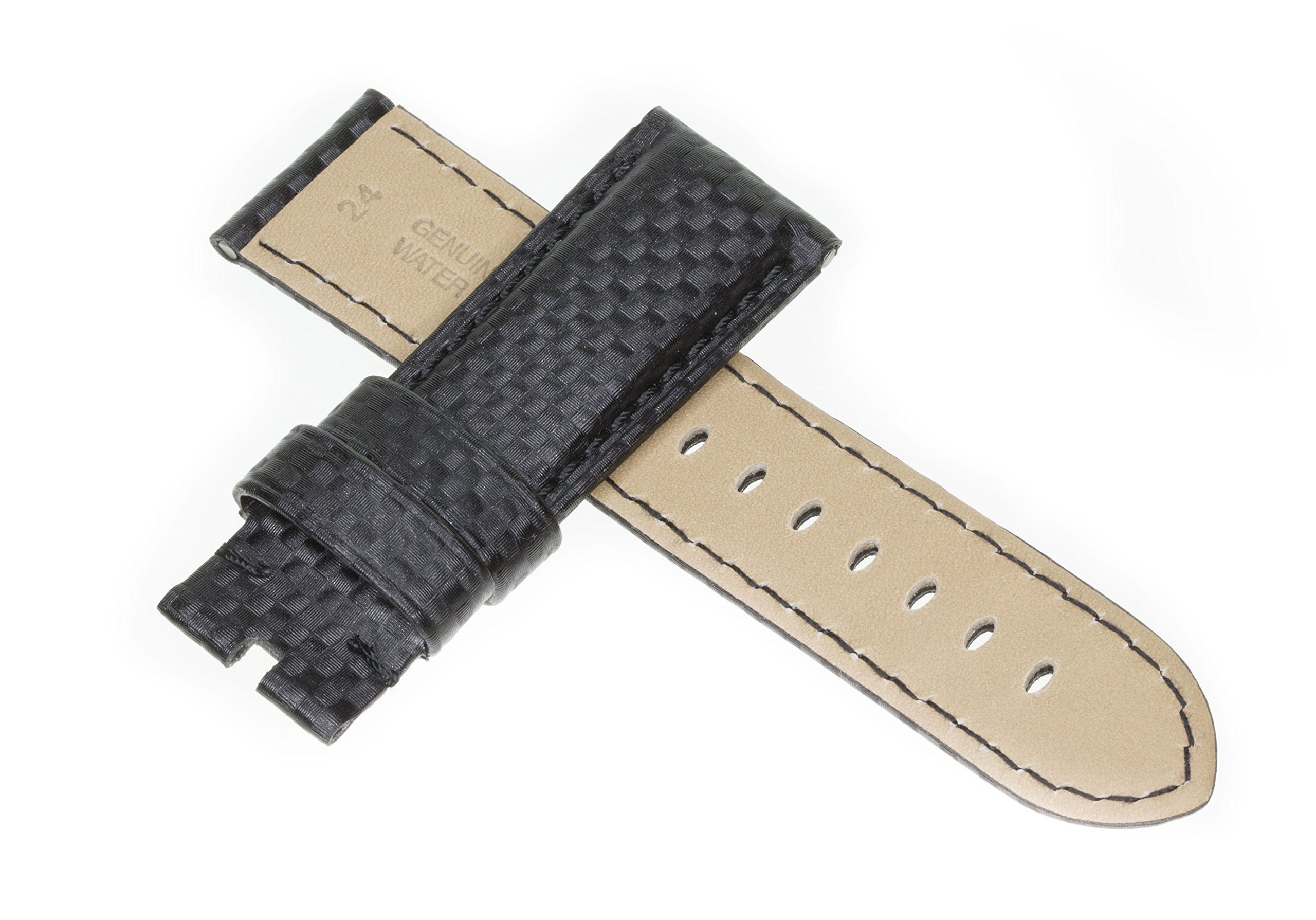26mm Carbon Fiber Watch Band for Panerai - Black Deployment Strap with Black Stitch | Durable & Lightweight | Perfect for Diving, Sports & Everyday Wear