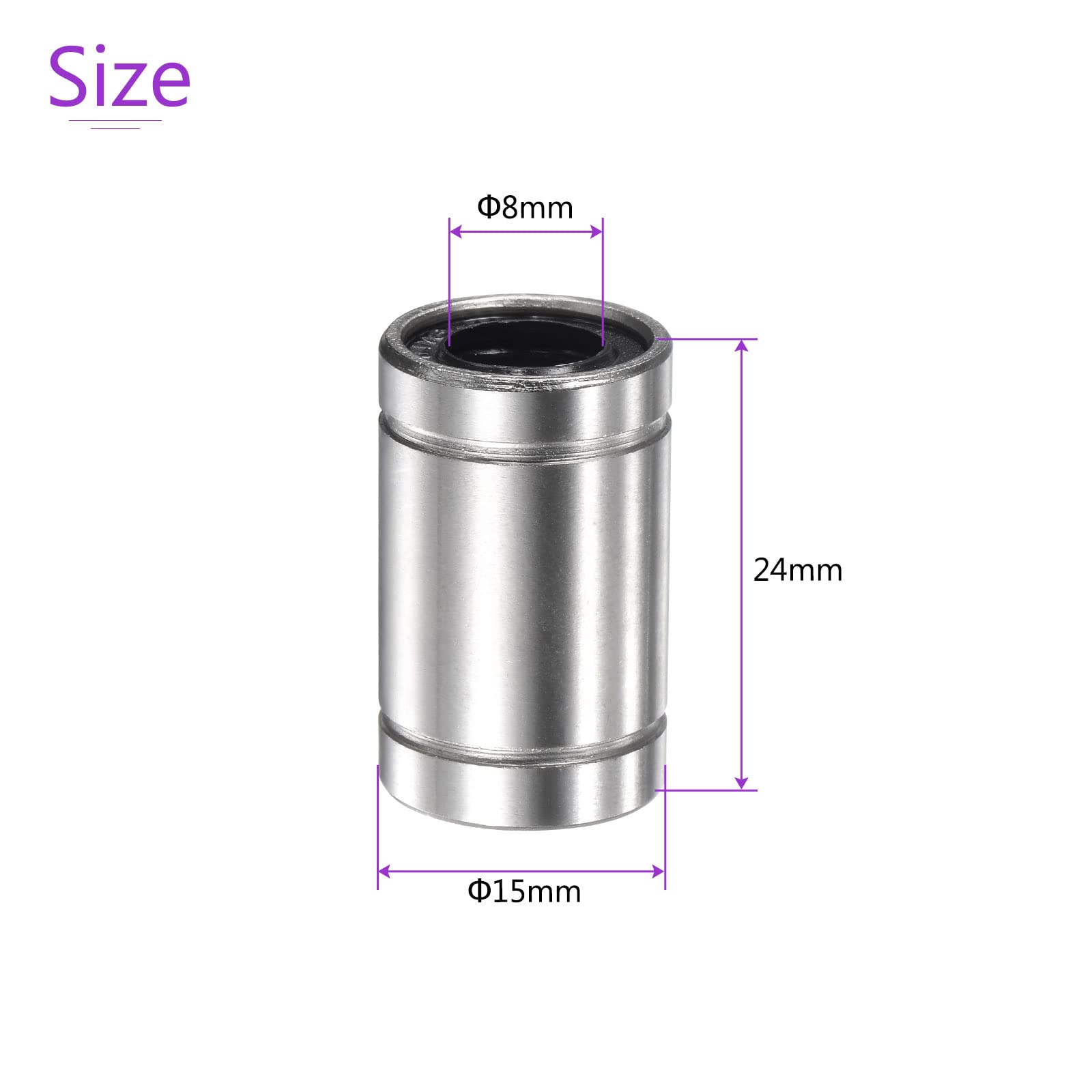 DMiotech 4 Pack LM8UU 8mm Linear Ball Bearings - Nickel Plated for 3D Printer, CNC Machine, DIY Projects - Smooth Motion for 3D Printing & Robotics
