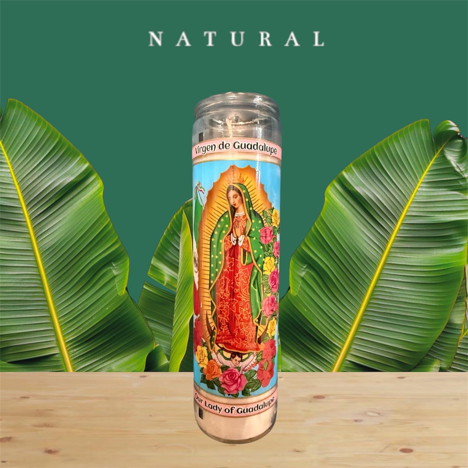 Our Lady of Guadalupe 8-Inch Glass Prayer Candles - Devotional Religious Candles for Home Altar, Church Worship & Spiritual Blessings