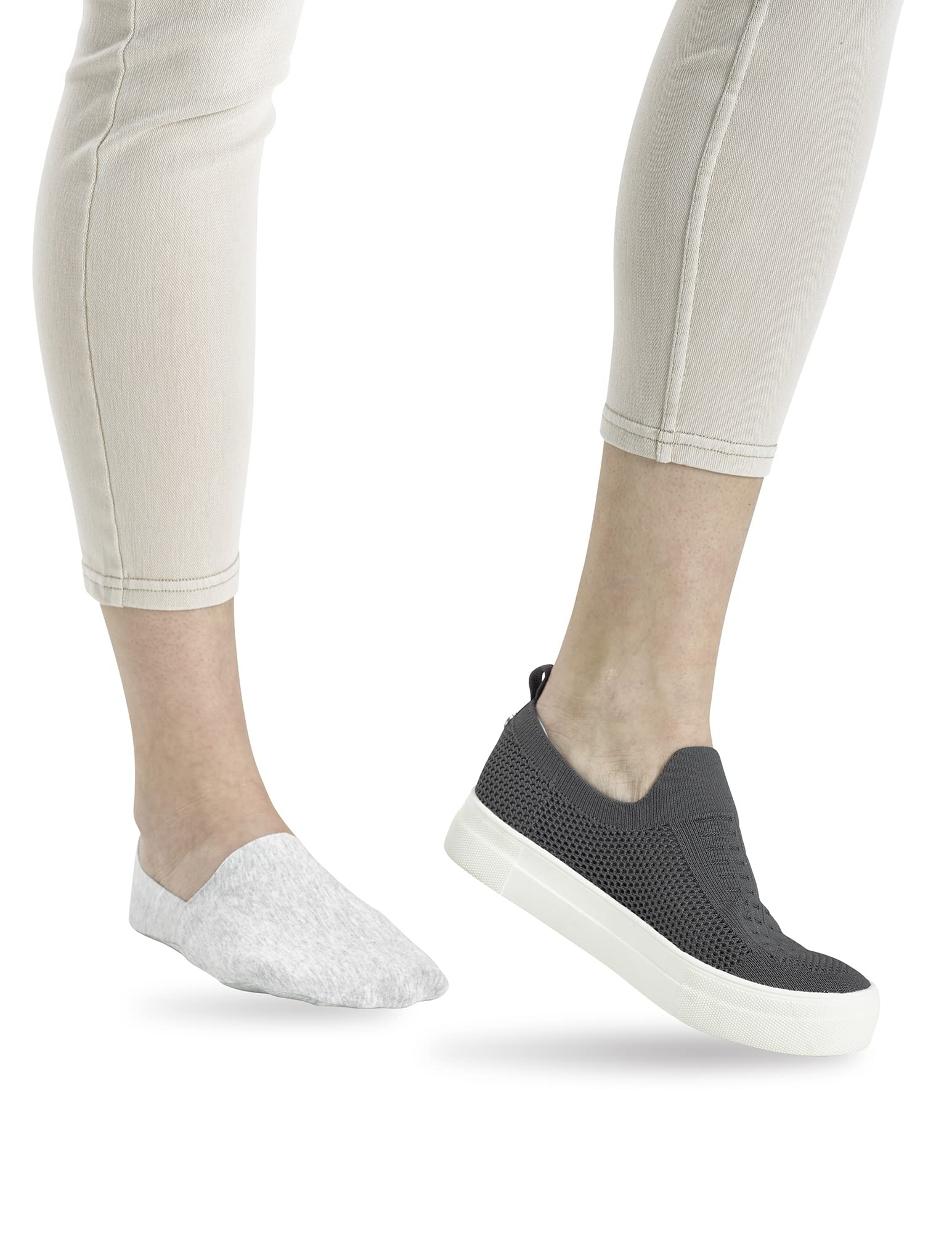 HUE Women's Perfect Edge Cotton Loafer Liner Socks - Soft Comfort No Show Socks for Shoes, Work & Casual Wear