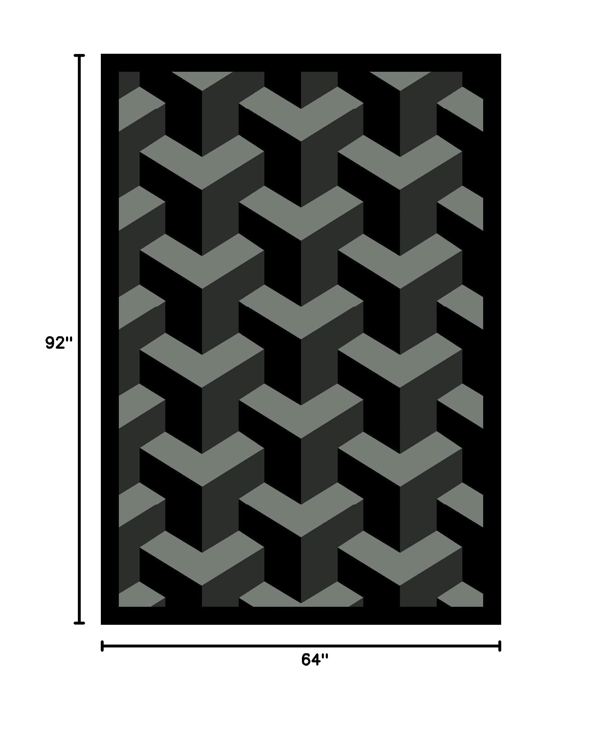 Joy Carpets Kaleidoscope Rooftop Whimsical Area Rugs - Black Non-Slip Kids Playroom Rug for Nursery, Bedroom & Play Areas (5'x7')