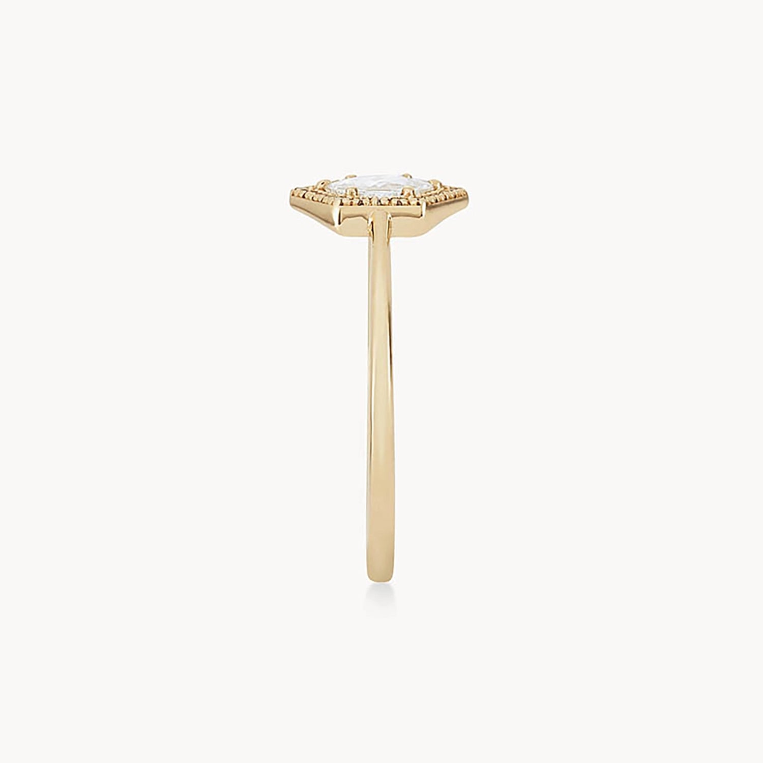 14K Yellow Gold Capella Ring with Rose Cut White Diamond – Elegant Jewelry for Weddings, Anniversaries & Special Occasions