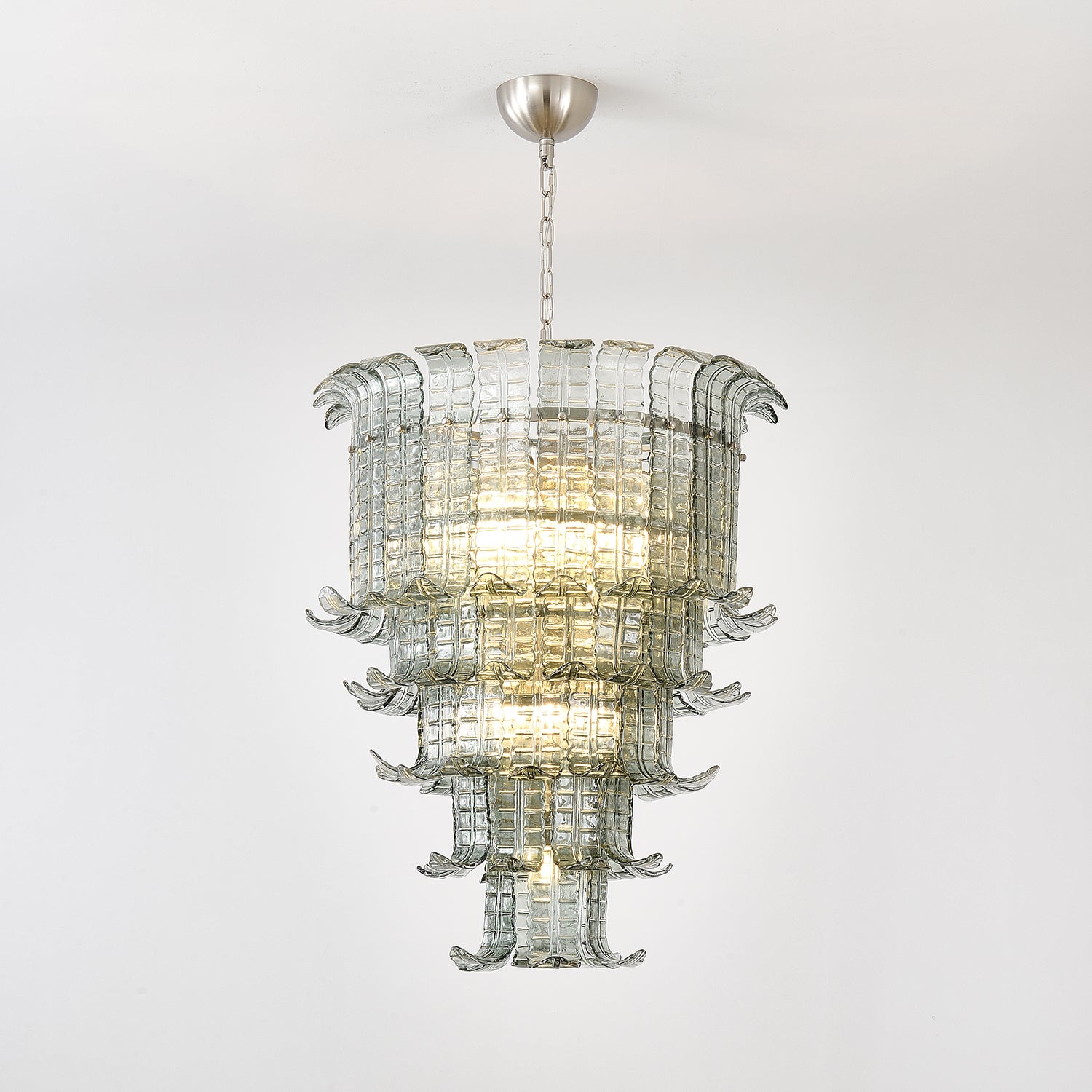 Elegant Cascade Murano Glass Chandelier - Handcrafted Italian Lighting Fixture for Dining Room, Living Room & Bedroom Decor