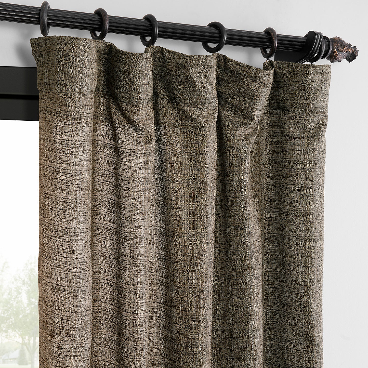 Dark Grey Raw Linen Weave Light Filtering Curtains - Set of 2 Panels for Living Room, Bedroom & Office - Soft Natural Fabric Window Treatment for Privacy & Sun Protection