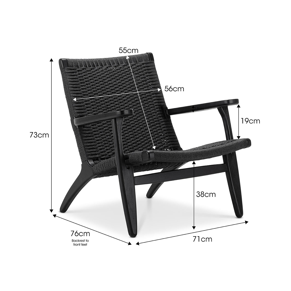 Easi Woven Rope Armchair - Modern Boho Rattan Chair with Cushion, Indoor Outdoor Patio Furniture for Living Room, Bedroom, or Garden Relaxation