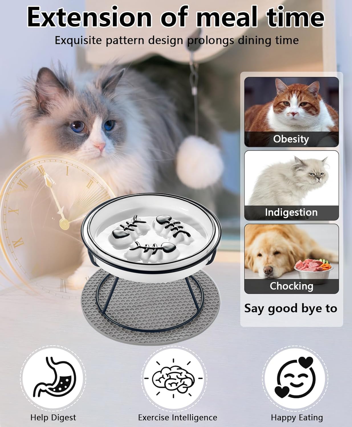 2PCS Raised Cat Bowl - Elevated Puzzle Feeder for Slow Eating, Anti-Vomit & Obesity Prevention - Perfect for Kittens & Adult Cats - Ideal for Mealtime, Digestion & Portion Control