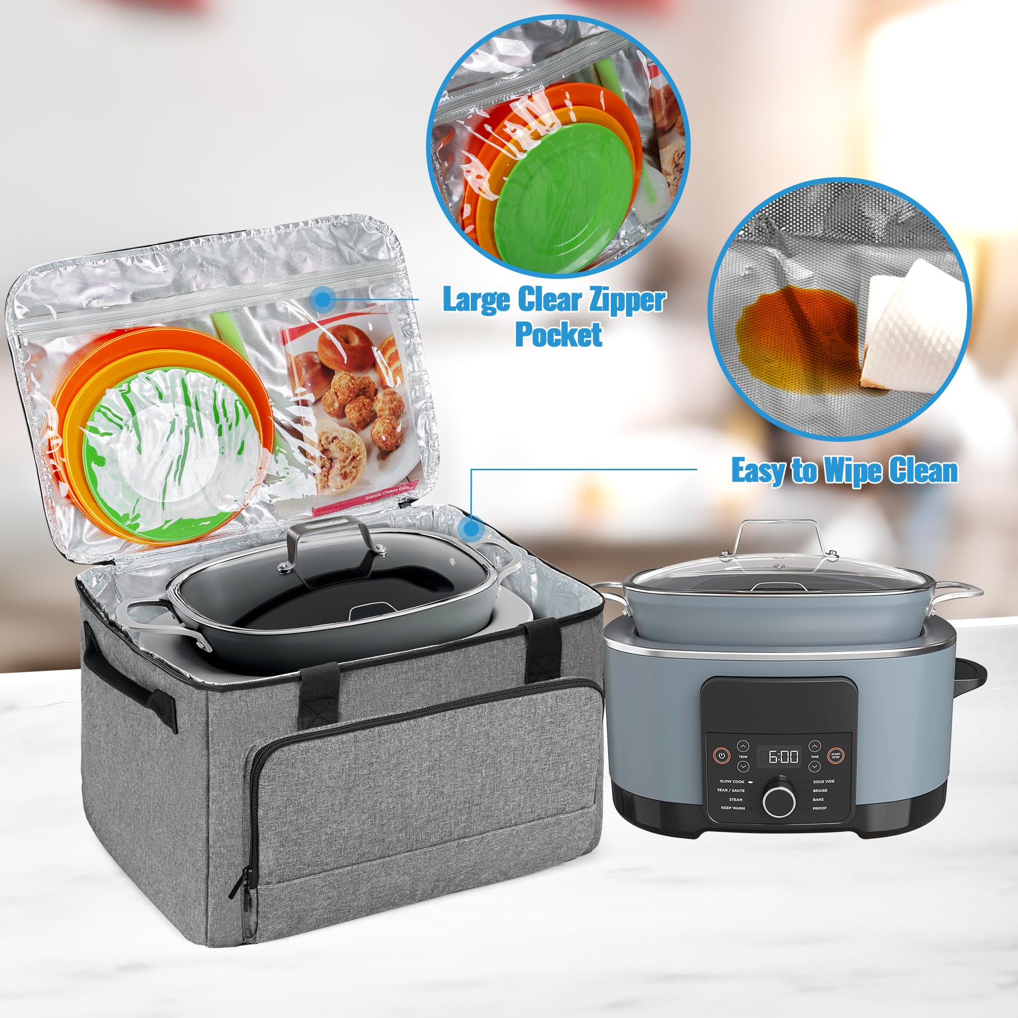 Premium Carrying Bag for Ninja Foodi Possible Cooker Pro & 8.5 Qt Multicooker - Large Capacity, Hard Bottom Pad, Gray - Perfect for Travel, Picnics & Outdoor Cooking