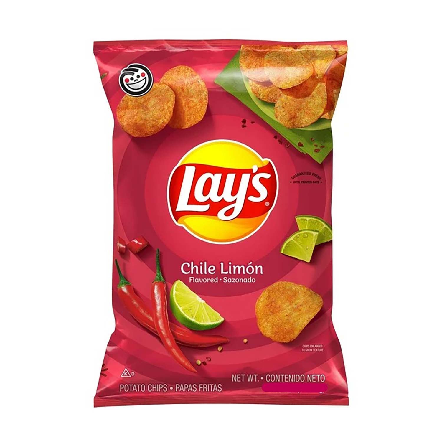 Frito Lay Lays Chili & Lemon Flavored Potato Chips - 24 Count Case Pack | Perfect for Parties, Snacking & Office Break Rooms