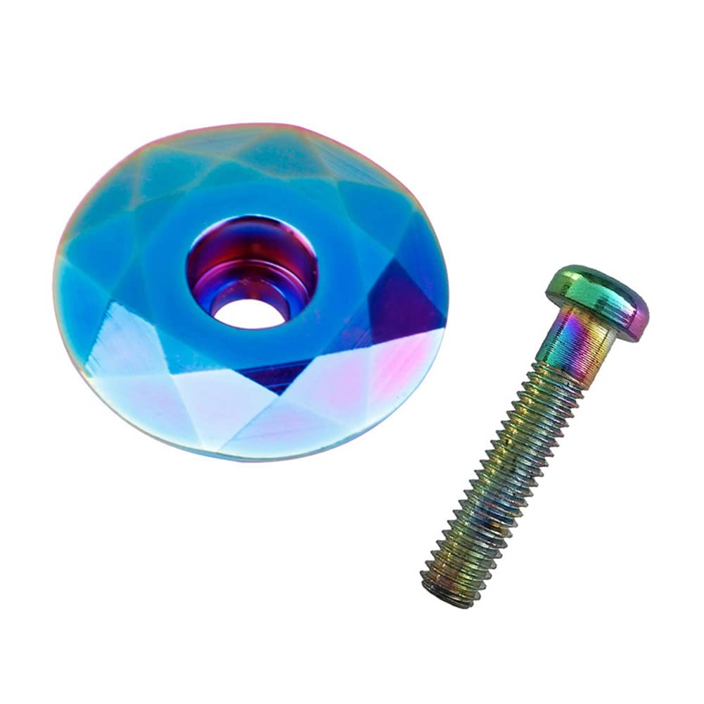 SEADEAR 1 1/8 Inch Aluminum Bicycle Headset Top Cap with Bolts - MTB & Road Bike Stem Cover in Rainbow Color - Durable Bike Accessory for Cycling & Commuting