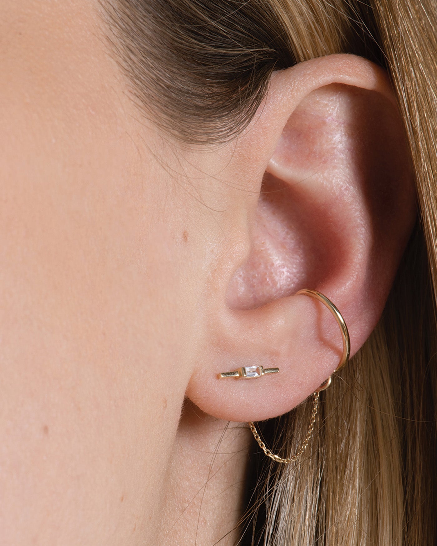 14K Gold Ear Cuff with Chain - Elegant Dainty Ear Cuff Jewelry for Women - Perfect for Parties, Weddings & Everyday Wear