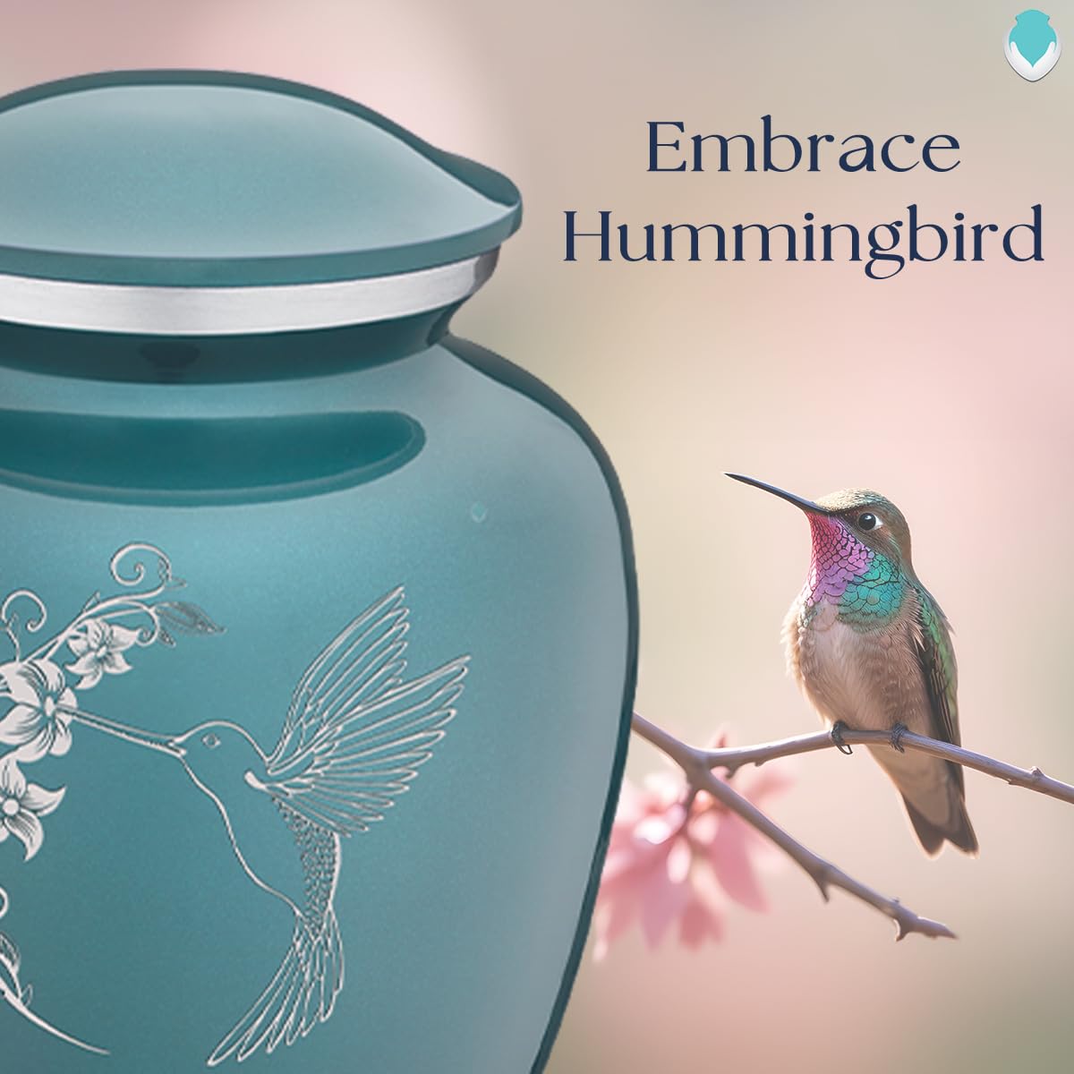 Personalized Hummingbird Cremation Urn for Ashes - Teal Funeral Urn for Women & Men - Holds 44 lbs - Perfect for Memorial Services, Home Display & Pet Ashes Keepsake