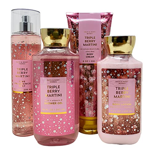 Bath & Body Works TRIPLE BERRY MARTINI Deluxe Gift Set - Fine Fragrance Mist, Shower Gel, Ultra Shea Body Cream & Body Lotion - Perfect for Holidays, Birthdays & Self-Care Gifts