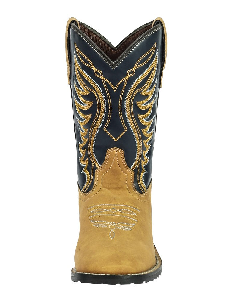TuffRider Youth Lassen Rounded Toe Western Boots for Kids - Durable Cowboy Boots for Horse Riding & Country Style Fashion