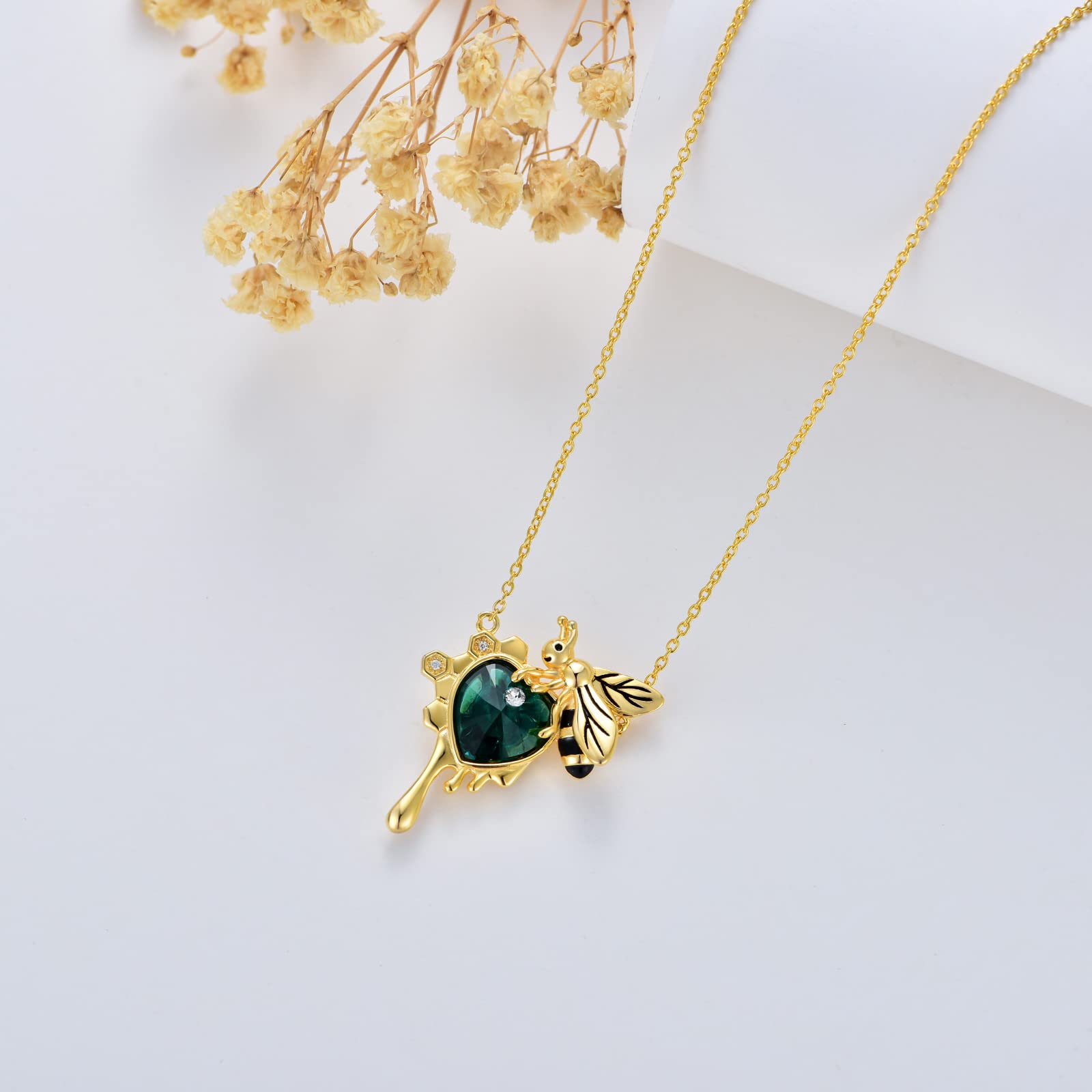 Sterling Silver Bee Pendant Necklace with Austrian Crystals - Elegant Jewelry Gift for Women, Mom, Birthday, Anniversary | Perfect for Everyday Wear, Special Occasions & Nature Lovers
