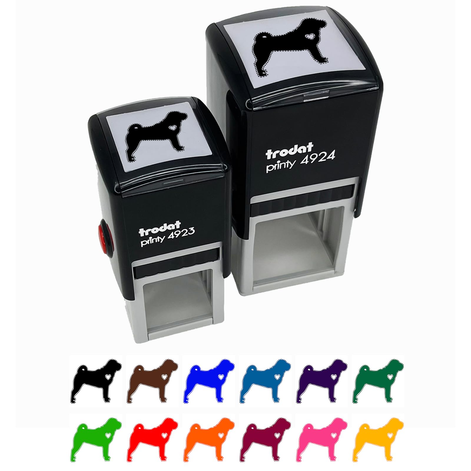 1 Inch Small Shar-Pei Dog with Heart Self-Inking Rubber Stamp - Red Ink Stamper for Scrapbooking, Card Making & DIY Crafts