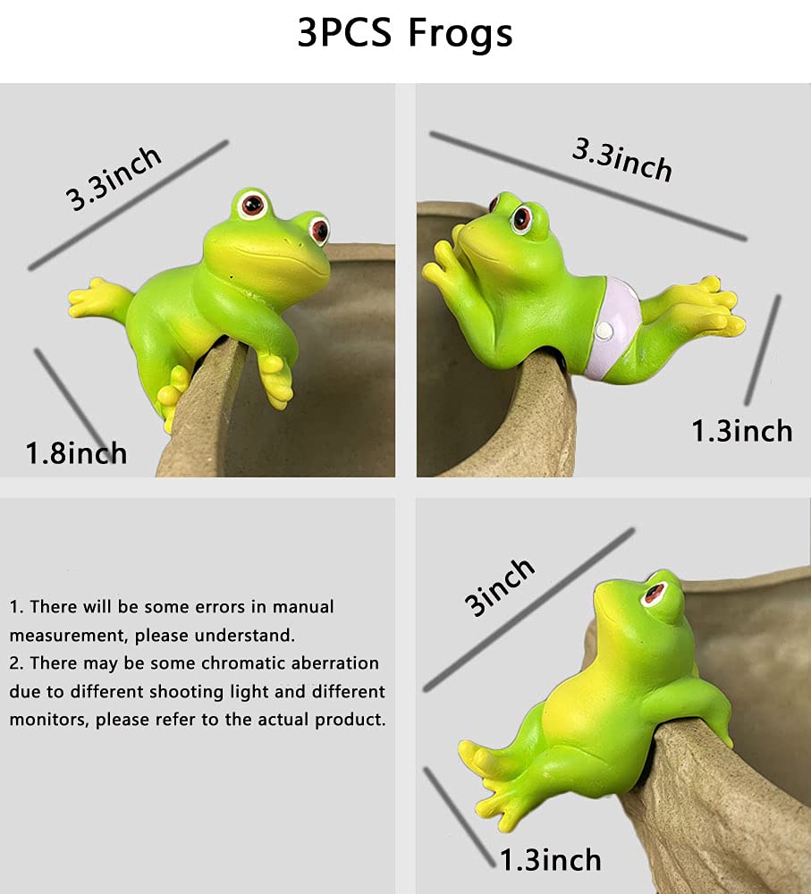 Cute Animal Figurine Planter Pot Hangers - Set of 3 Resin Hanging Frog Sculptures for Outdoor Garden Decor, Flower Pot Climbing Ornaments - Perfect for Patio, Balcony & Backyard Decorations