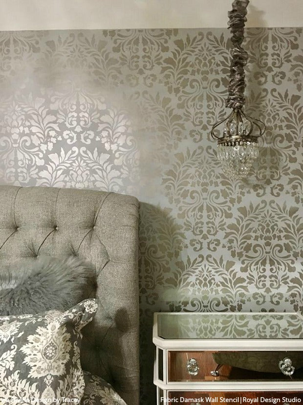 Grand Fabric Damask Wall Stencil - Reusable DIY Painting Template for Home Decor, Accent Walls & Furniture | Perfect for Bedroom, Living Room & Nursery Makeovers