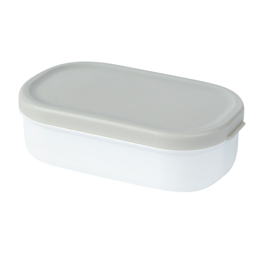 Bento Tek 3 oz White Buddha Box Snack & Sauce Container with Gray Lid - 3.75