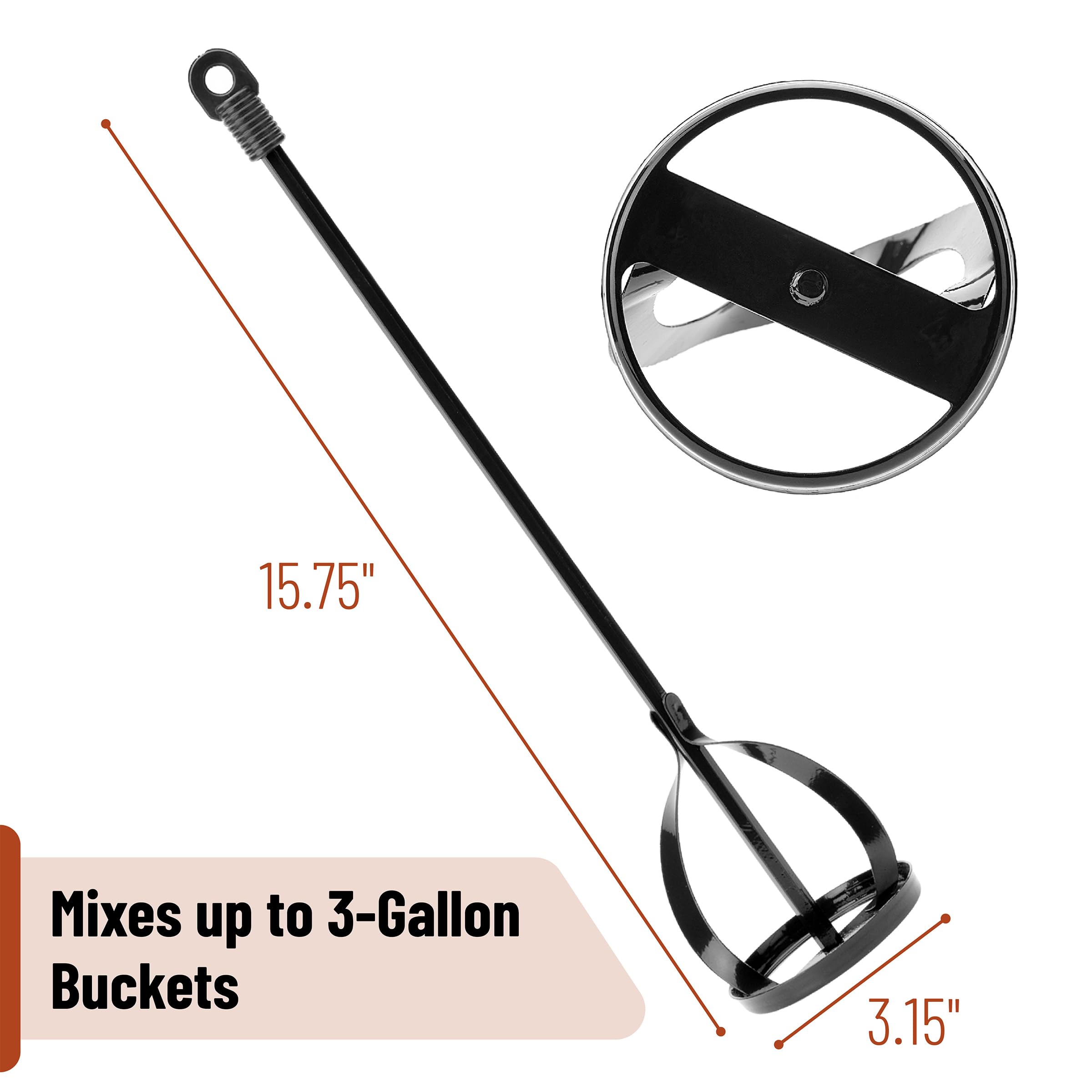 **Bates Paint Mixer Attachment for Drill - 1 to 3 Gallon Buckets, Black Mud Mixer & Paint Stirrer - Perfect for Mixing Paint, Epoxy, Drywall Mud & More - DIY & Professional Use**