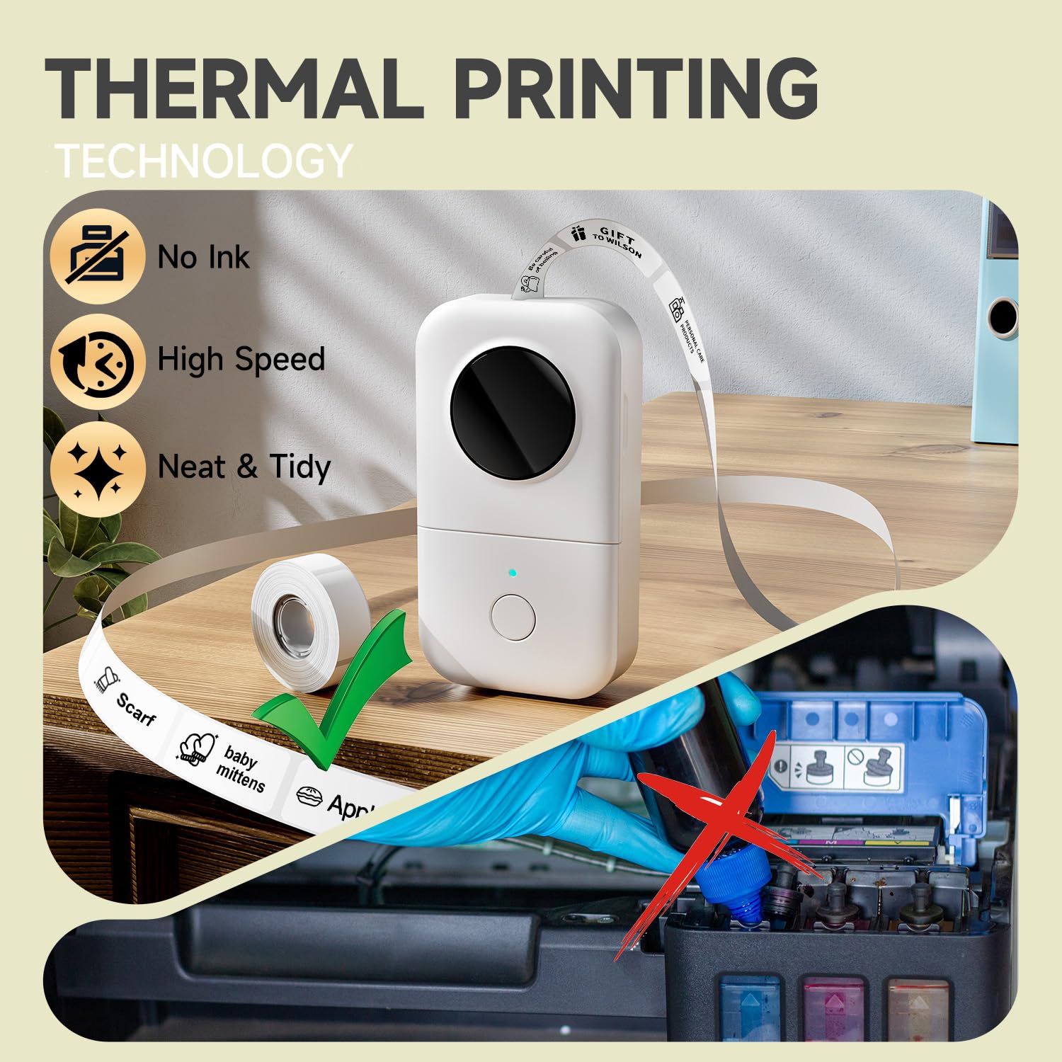 Phomemo D30 2025 Bluetooth Label Maker Machine - Portable Sticker Printer for Home, Office & School Organization - Compatible with Android & iOS - 12mm USB Rechargeable Labeler (White) - Perfect for Pantry Organization, File Labeling & Craft Projects
