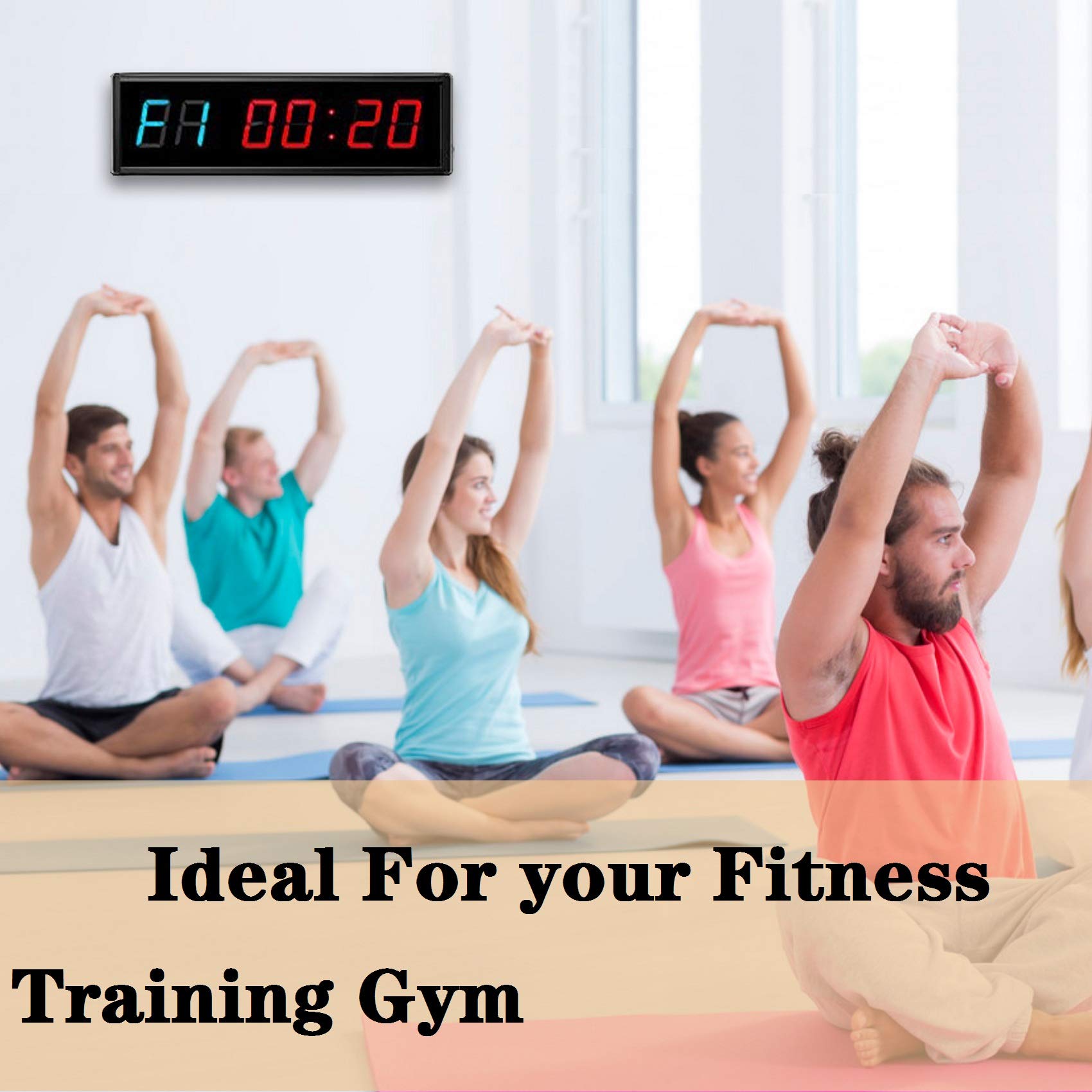 2.3 Inch Digital Gym Timer Clock with Remote - Wall Mount Fitness Stopwatch for Garage Workouts, HIIT Training & CrossFit (Red & Blue) | Perfect for Home Gym, Boxing Timer & Interval Training