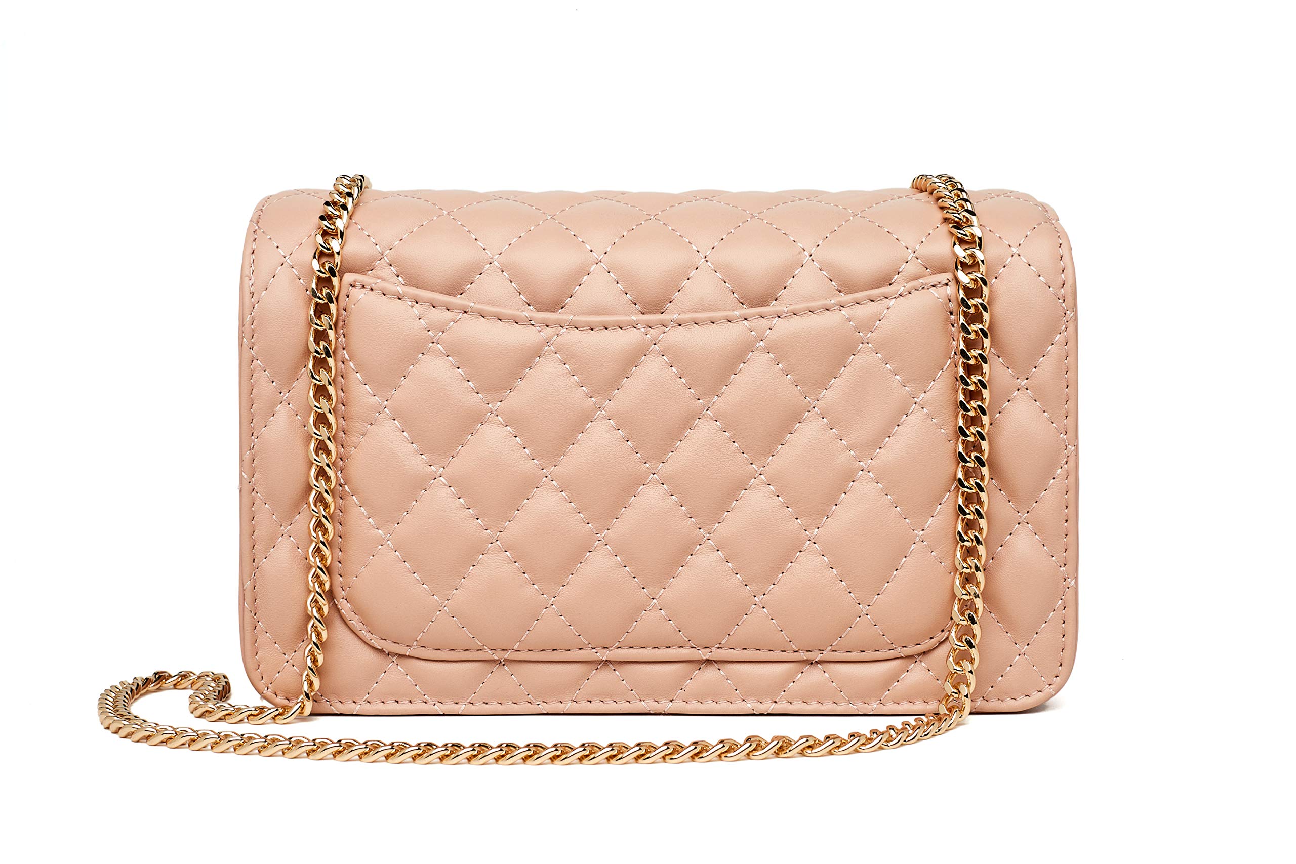 Chrysansmile Genuine Leather Quilted Crossbody Bag for Women - Stylish Shoulder Purse with Detachable Chain - Perfect for Work, Travel & Evening Out