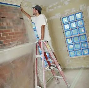 Cling Cover® Self Adhering Plastic Sheeting - Clear Protective Film for Windows, Furniture & Floors - Easy to Apply & Remove, No Residue - Ideal for Home Renovation, Painting & Moving Protection