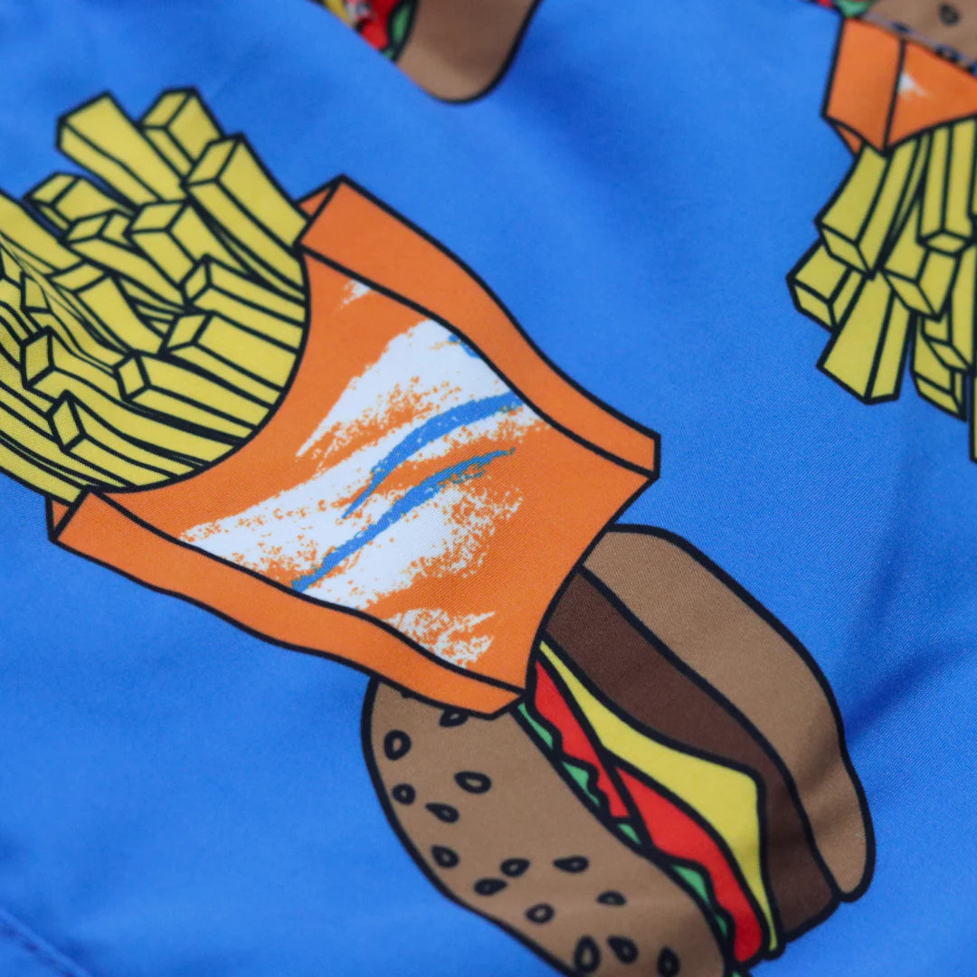 Appaman Burgers & Fries Swim Trunks for Men - Quick Dry Beach Shorts with Fun Food Print - Perfect for Pool Party, Summer Vacation & Water Activities