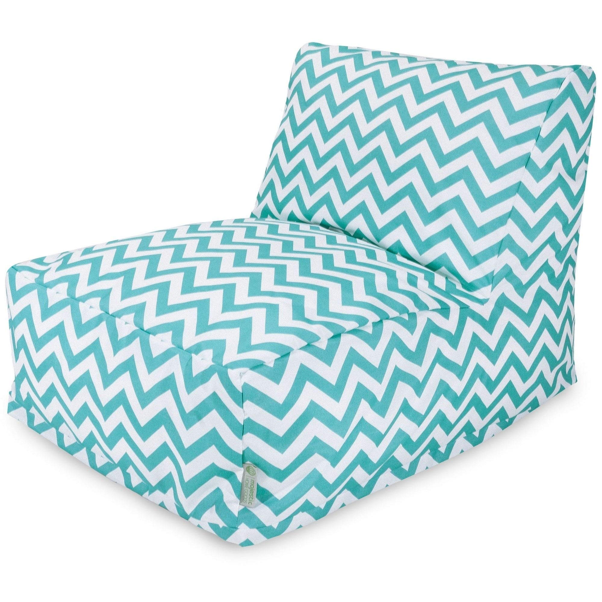 Majestic Home Goods Chevron Bean Bag Chair Lounger - Soft Teal Comfort for Kids & Adults | Perfect for Gaming, Reading & Relaxing in Bedroom or Living Room