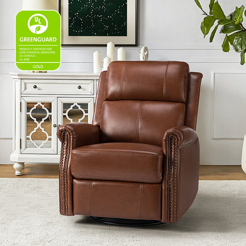 Kaietan Genuine Leather Power Rocking Recliner Chair - Adjustable Electric Massage Recliner Sofa for Living Room, Home Theater & Office Relaxation