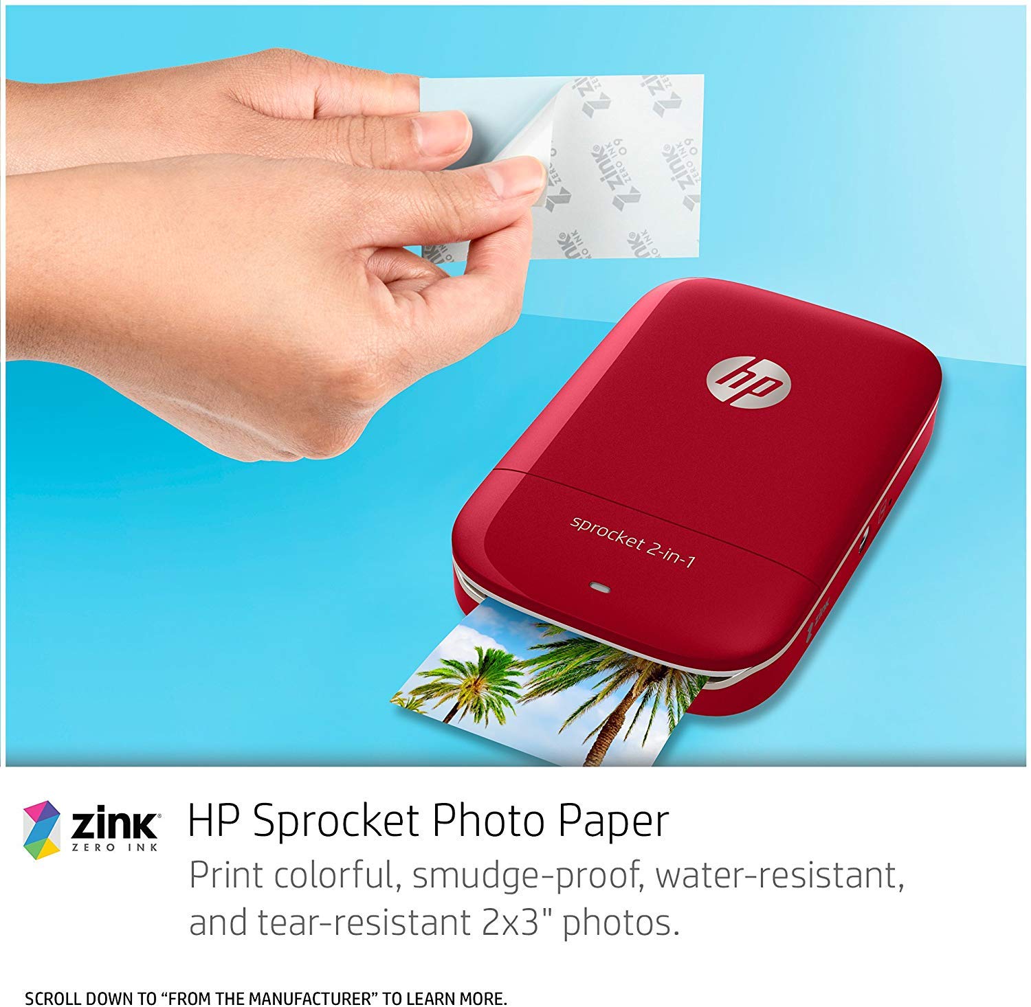 HP Sprocket 2-in-1 Portable Photo Printer & Instant Camera - Print 2x3