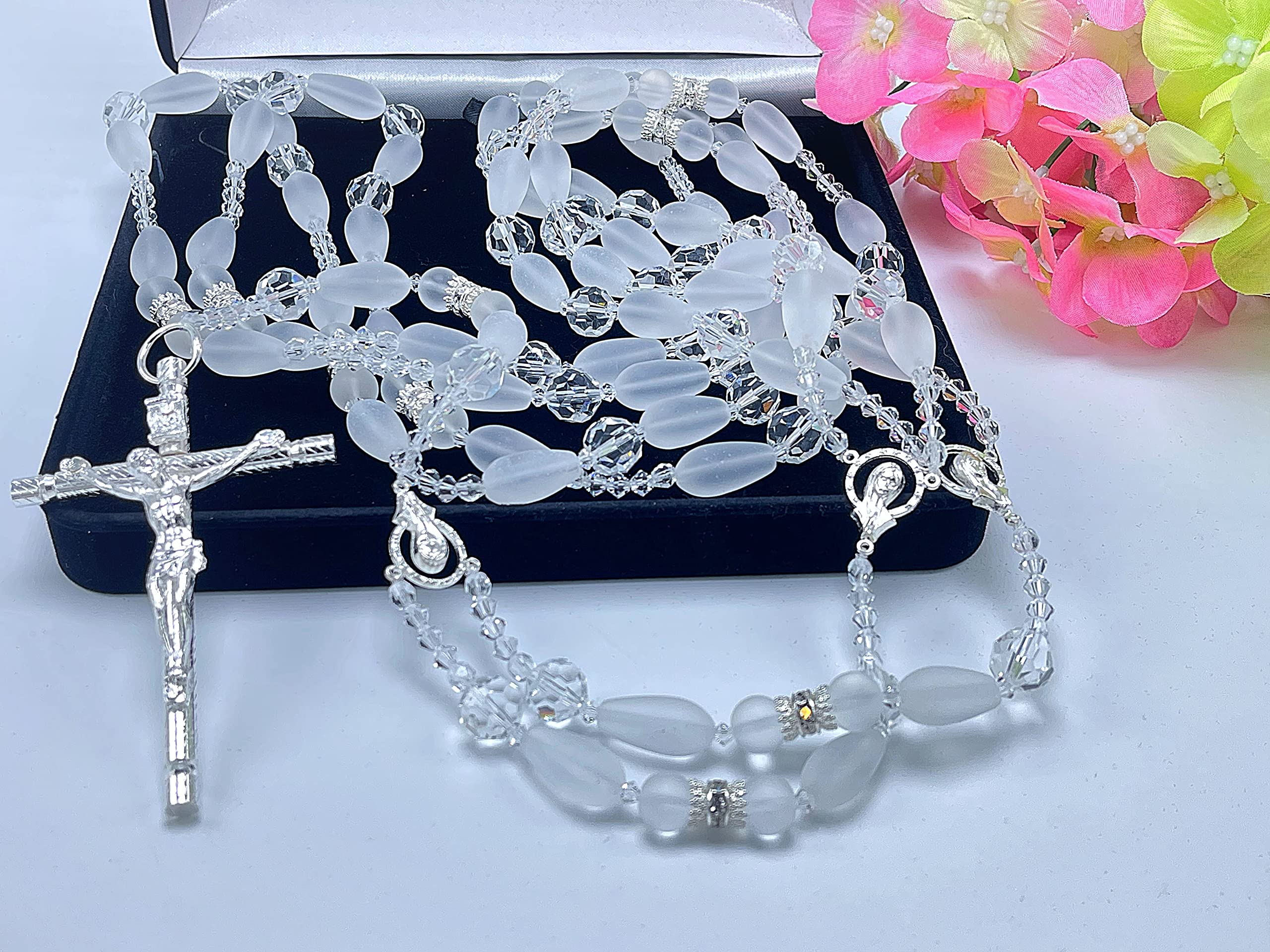 Traditional Crystal Wedding Lasso - Elegant Crystal Wedding Rosary for Catholic Ceremonies | Lazo De Boda De Crystal for Bridal Unity Rituals | Perfect for Wedding, Vow Renewal & Quinceañera Celebrations