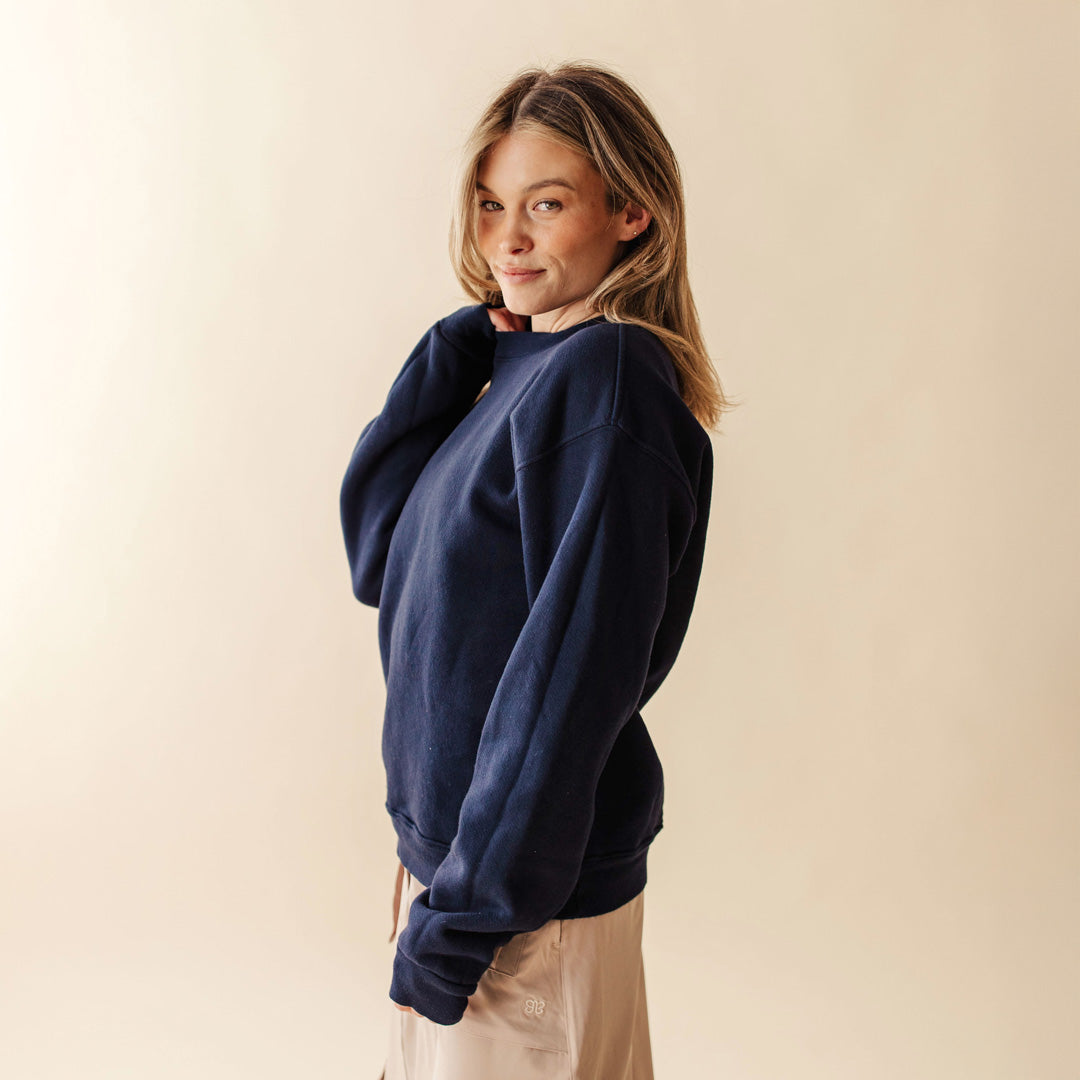 Arrive Crew Neck T-Shirt for Men - Soft Navy Blue Cotton Tee - Casual Everyday Wear & Layering Essential