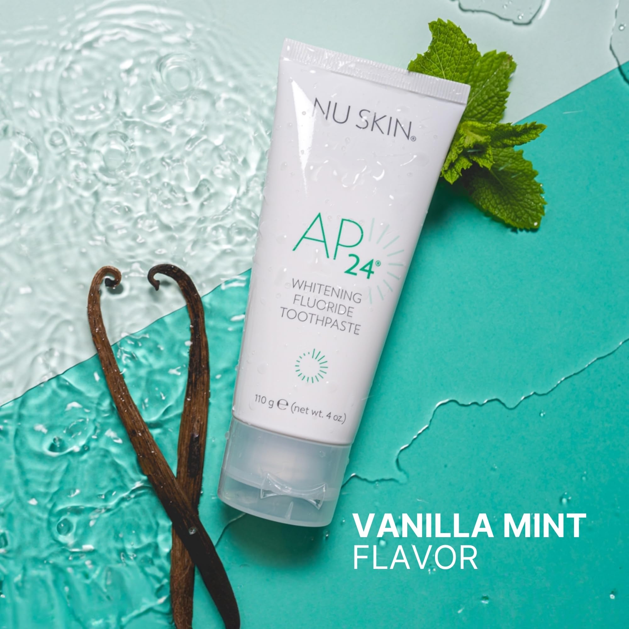 Nu Skin AP 24 Whitening Fluoride Toothpaste 4oz - Brightens & Whitens Teeth, Prevents Cavities with Vanilla Mint Flavor (1 Pack) - Perfect for Daily Oral Care & Stain Removal